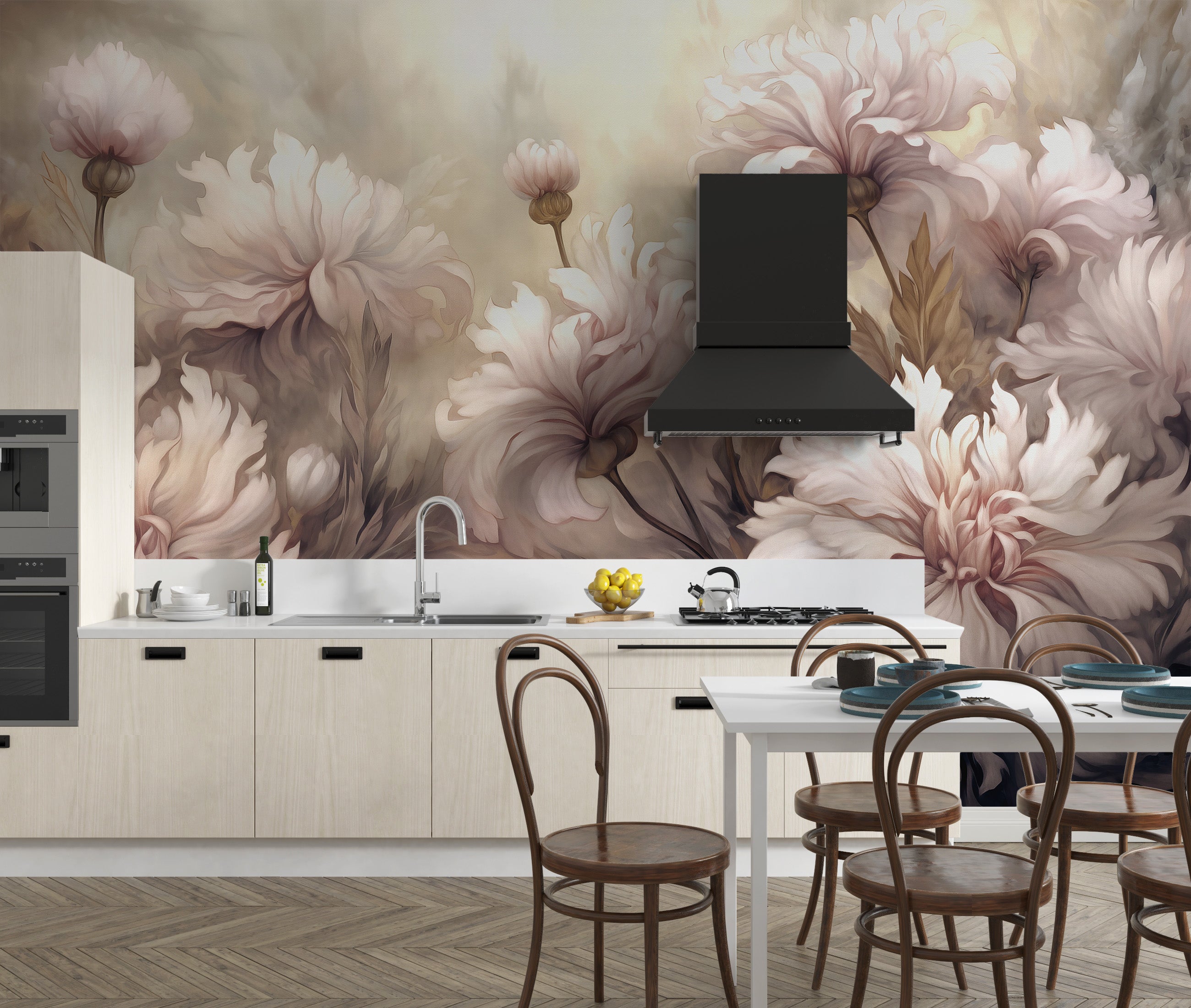 Stunning underwater pink flowers wallpaper murals for a unique, calming space.
