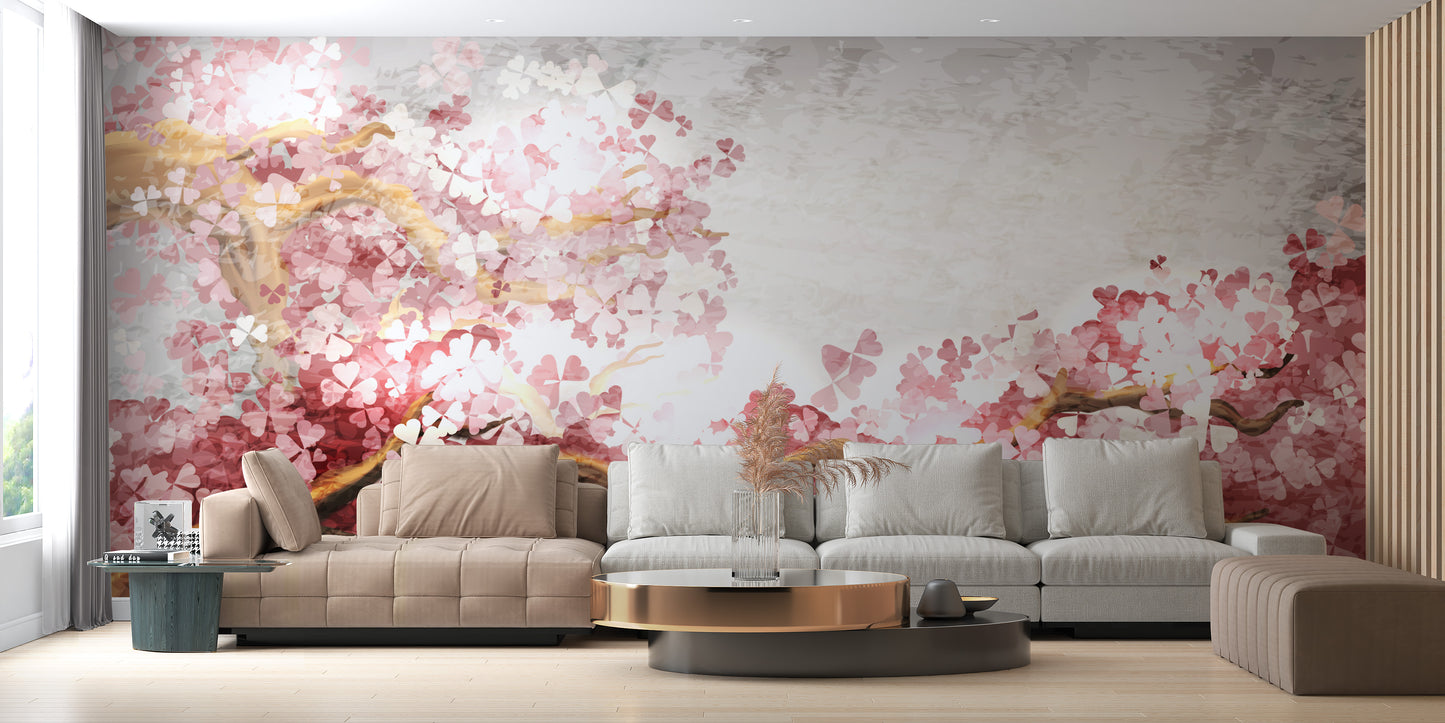 Pink Flower Sakura Branch Wallpaper Murals