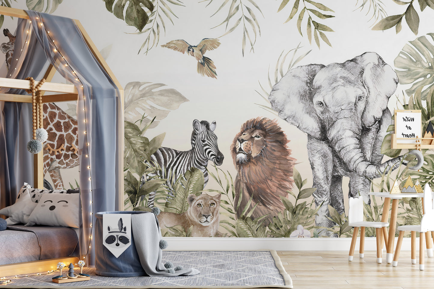 Watercolor Jungle Animal Wallpaper Murals