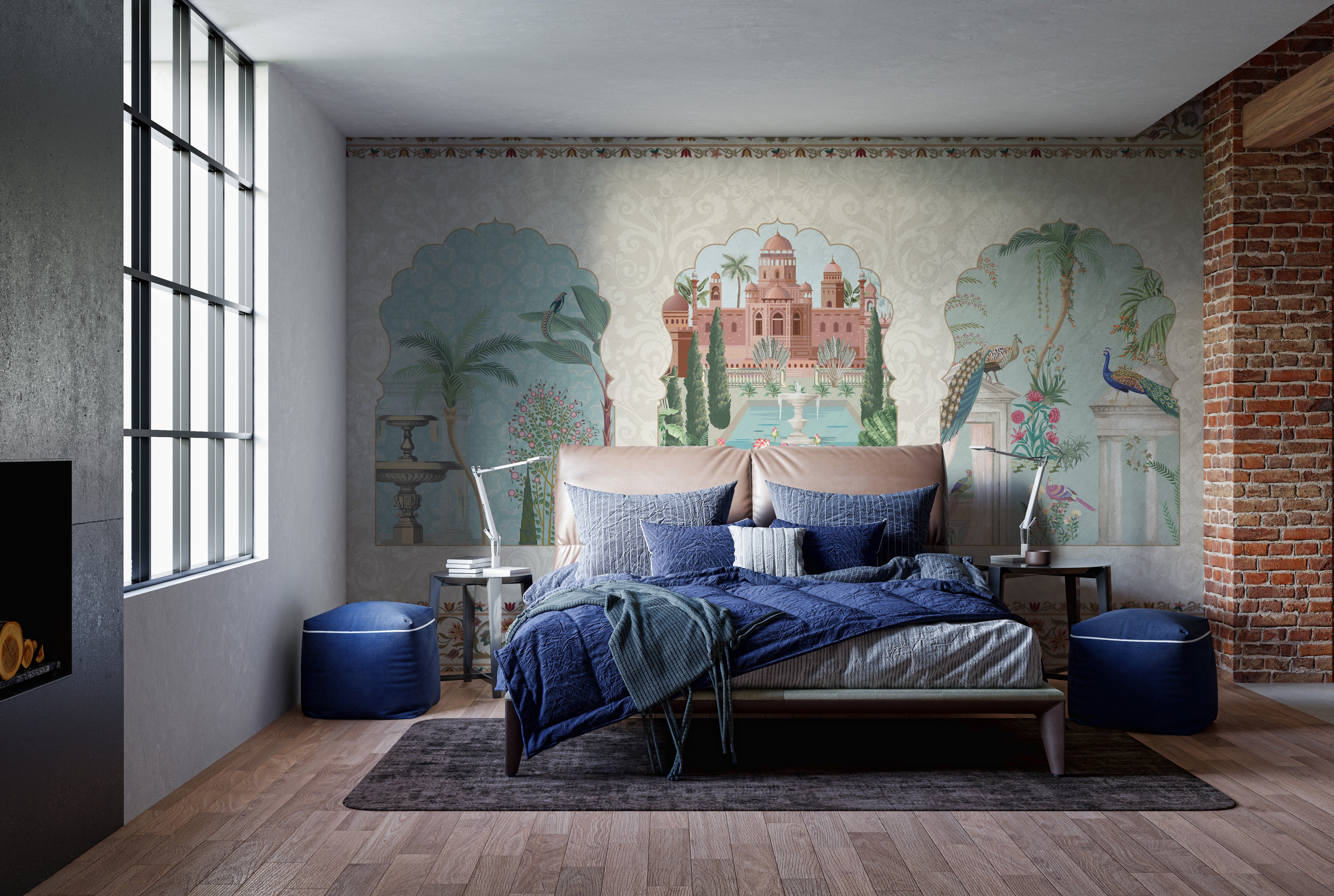 Majestic wallpaper mural featuring palace garden views