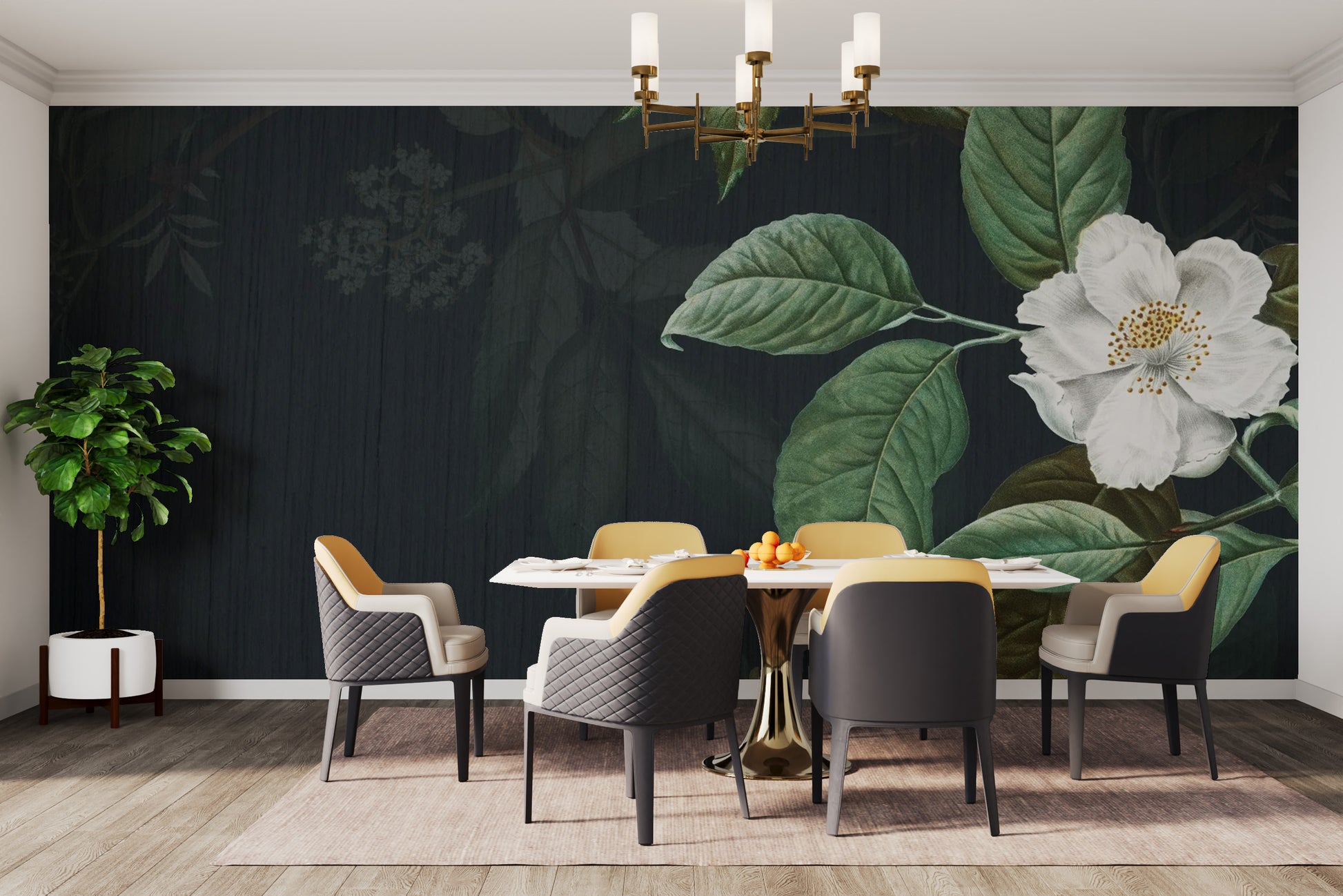 Vibrant Dark Green Floral Wallpaper Mural
