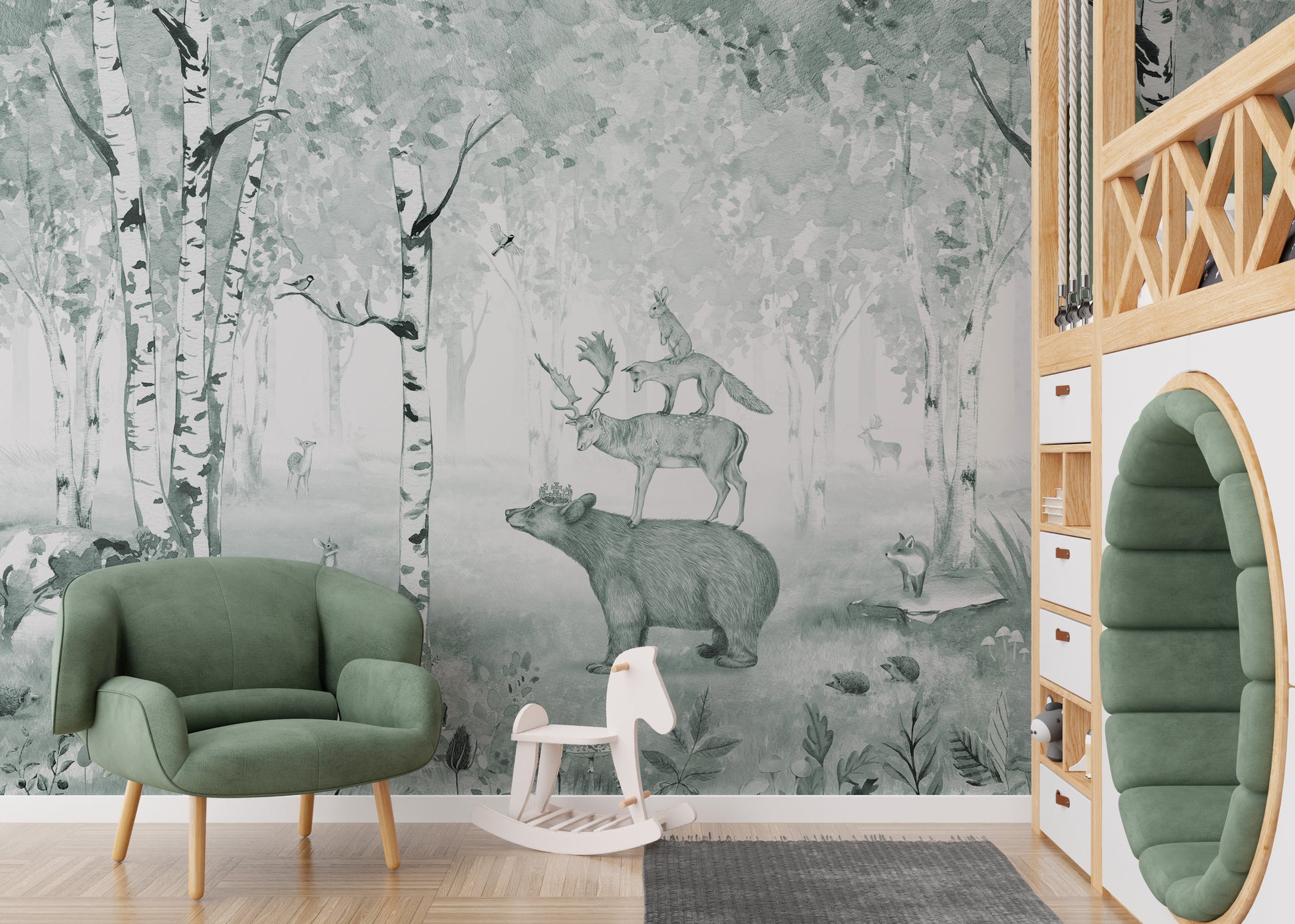 Elegant Blue Bear King wallpaper for nature-inspired decor