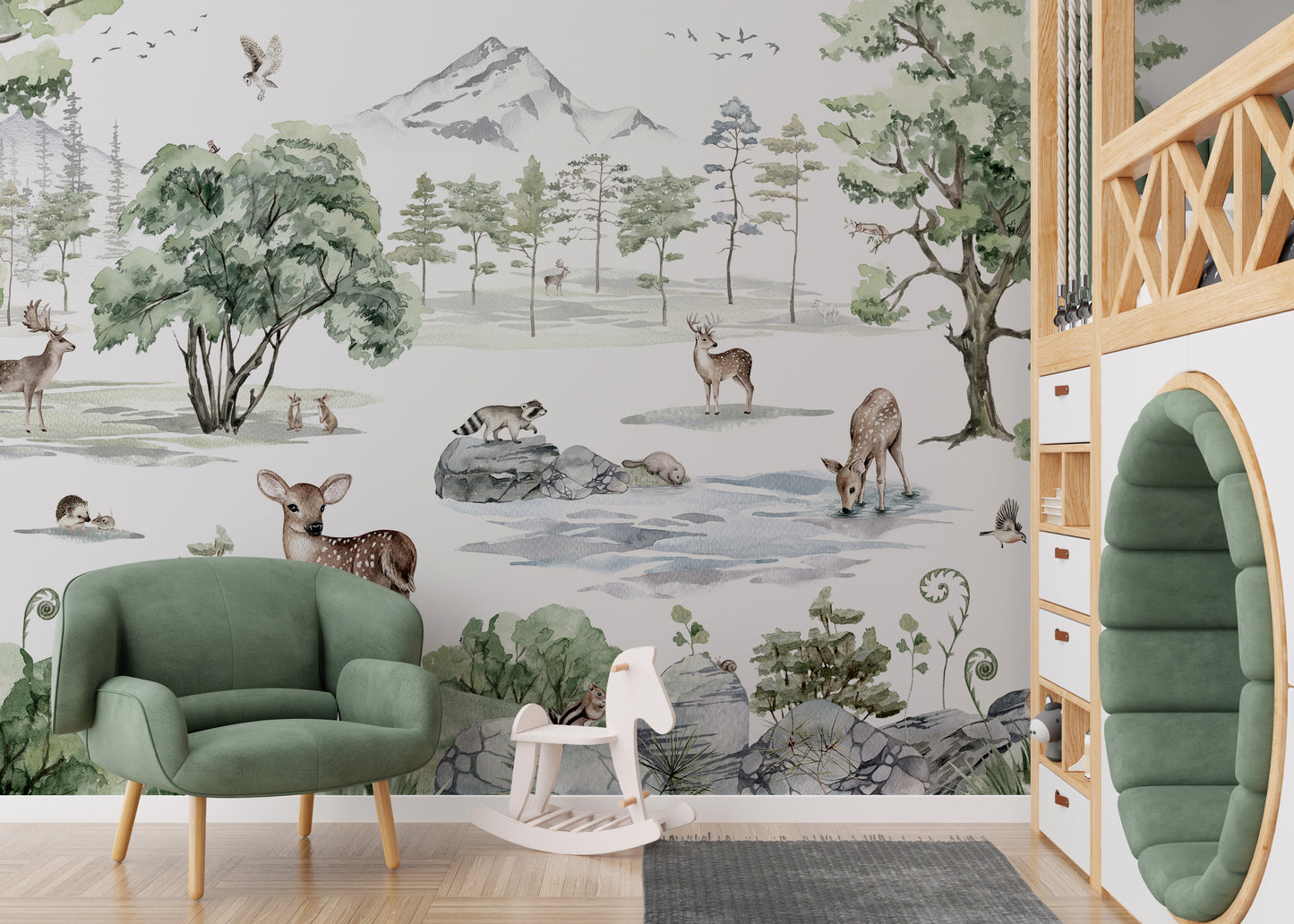 Watercolor Deer winter Forest Animals Wallpaper - Giffywalls