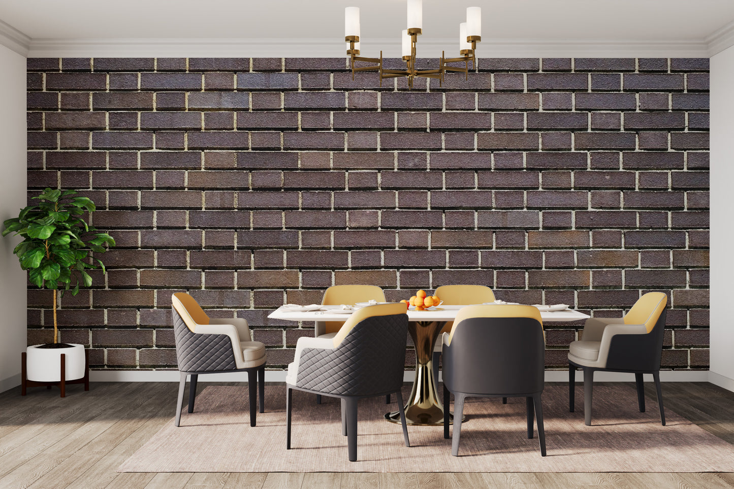 Textured faux bricks wallpaper in a classic brown design.