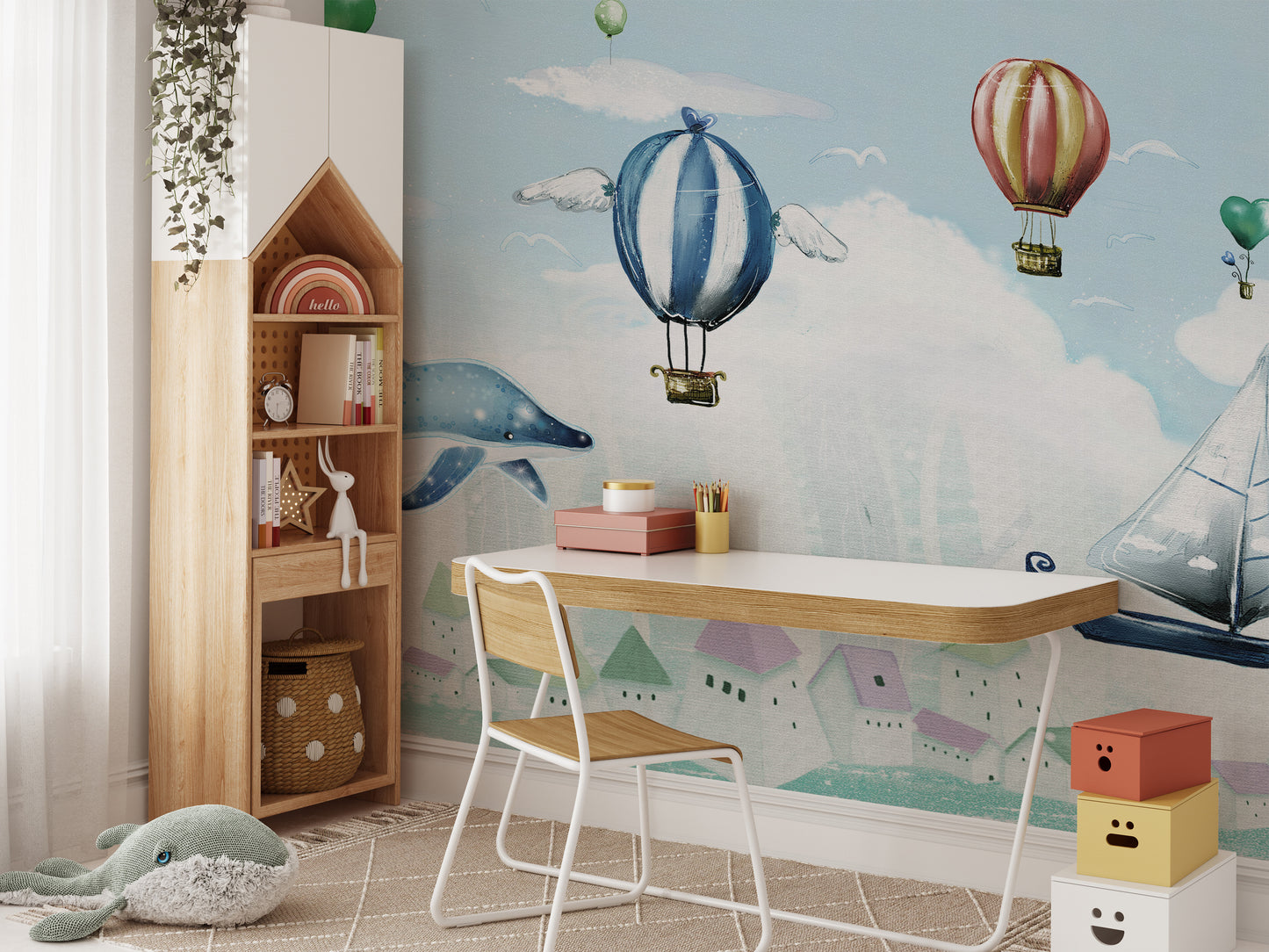 Hot Air Balloon Kids Room Wallpaper Murals