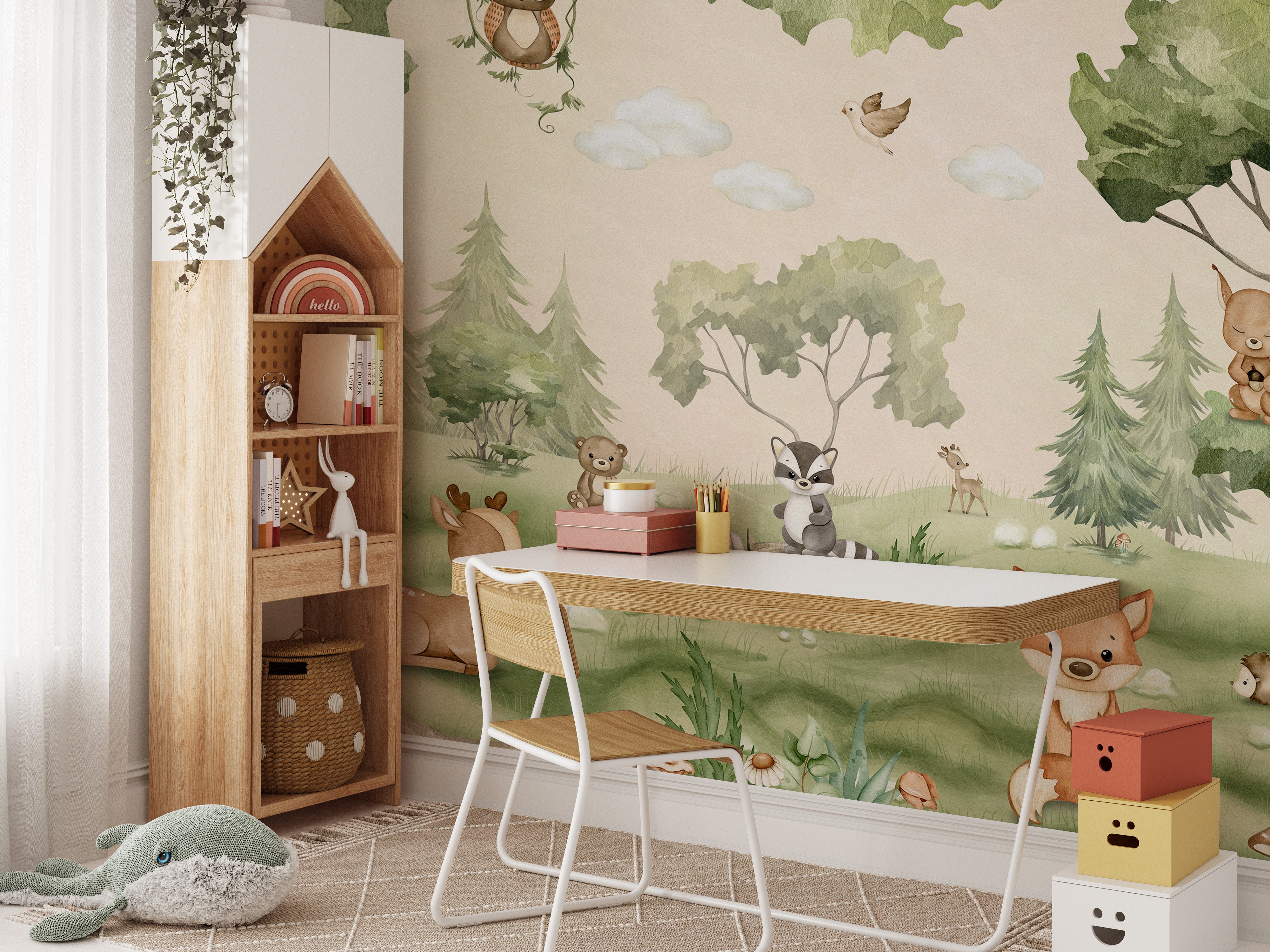 Woodland adventure mural for kids spaces