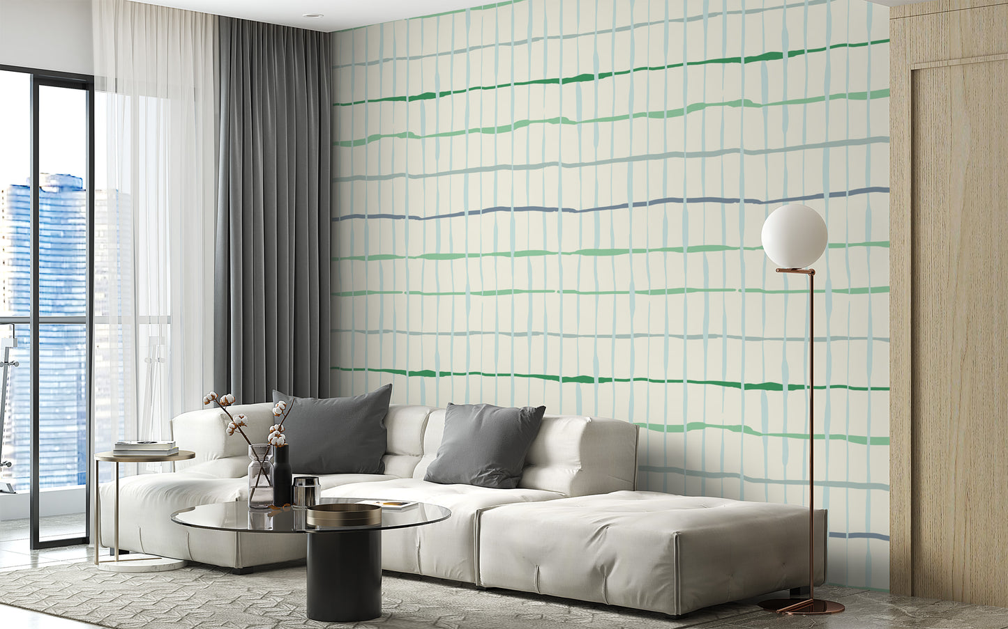 Light green wallpaper with a modern handdrawn line aesthetic
