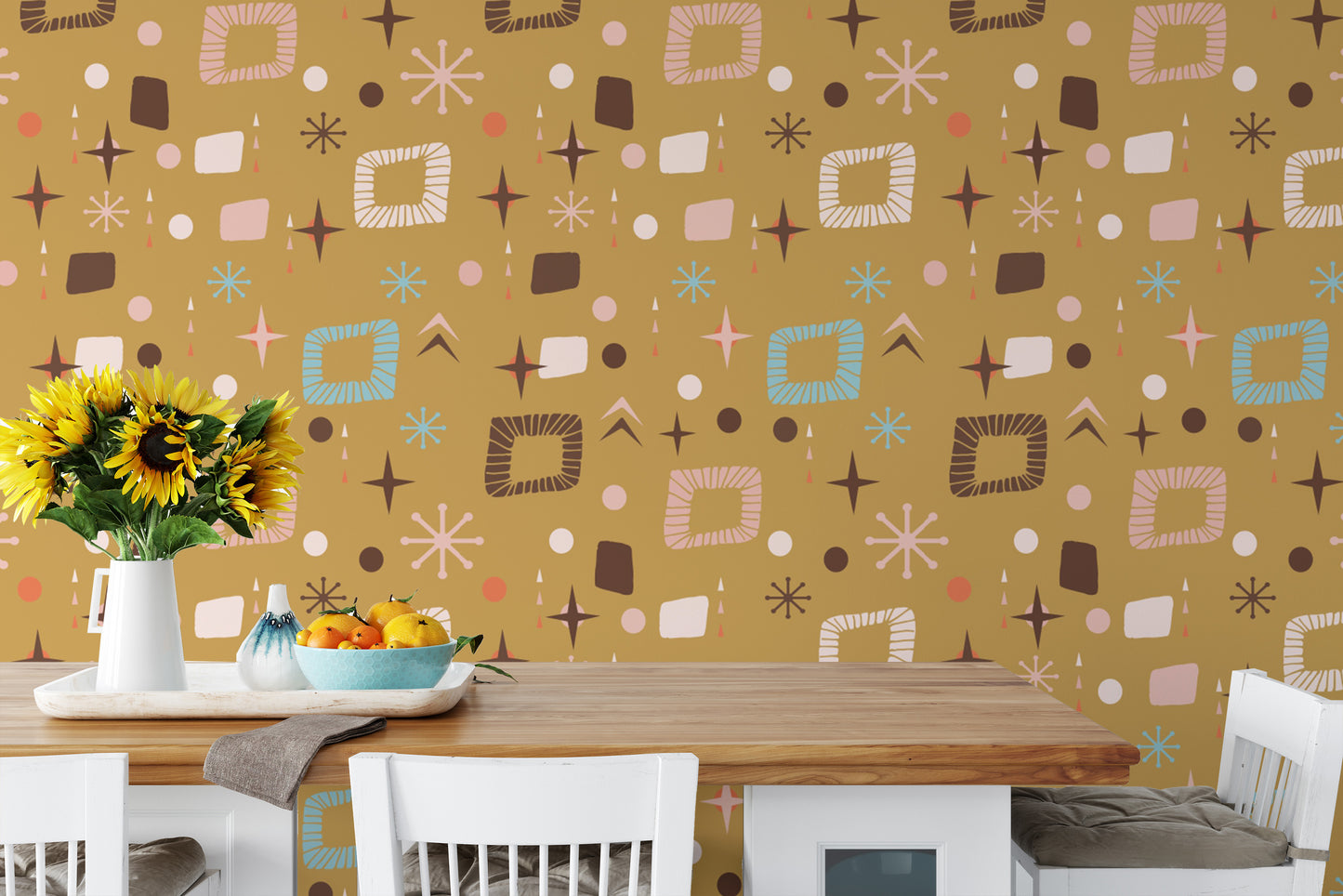 Retro-inspired wallpaper for accent walls
