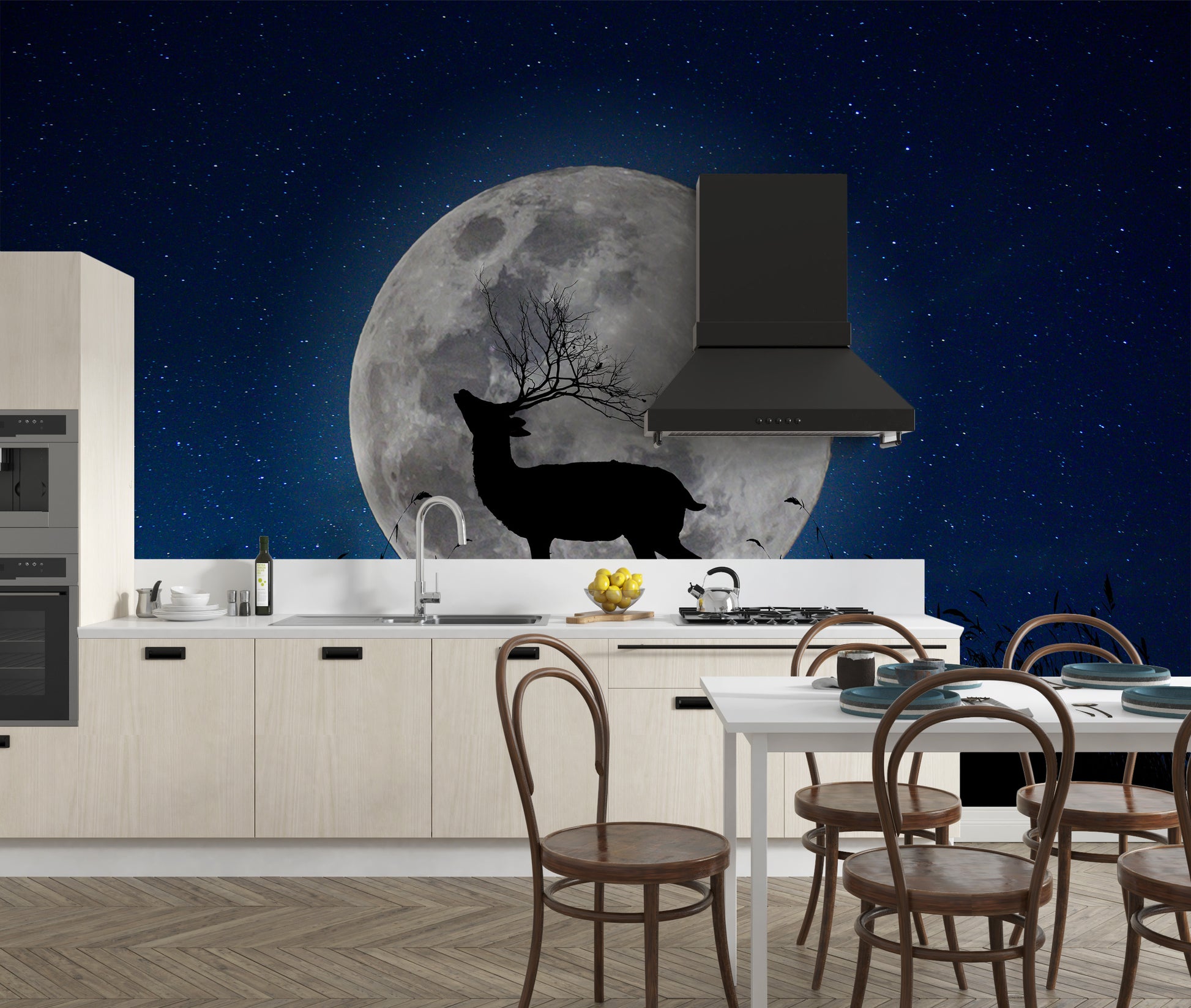 Skyward Stag Lunar Watcher Halloween Night wallpaper for walls