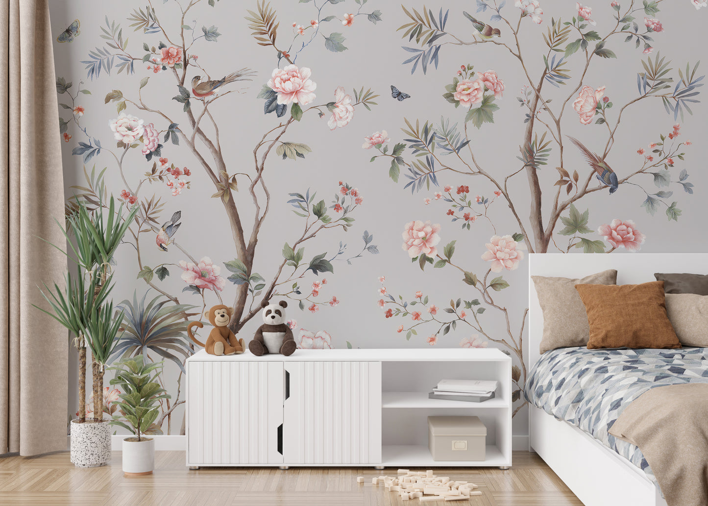 Chinoiserie Floral Mural for Walls
