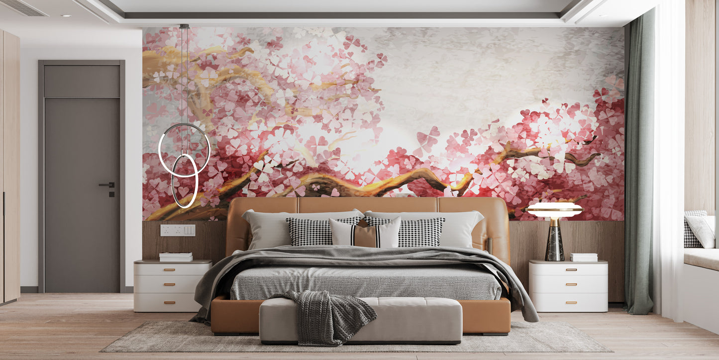 Pink Flower Sakura Branch Wallpaper Murals