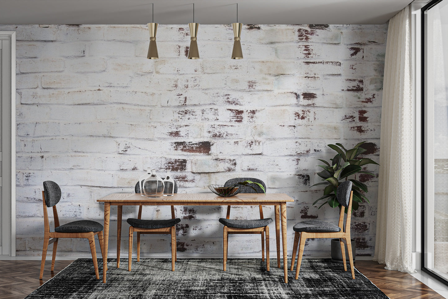 Industrial Grungy White Wash Brick Wallpaper Murals