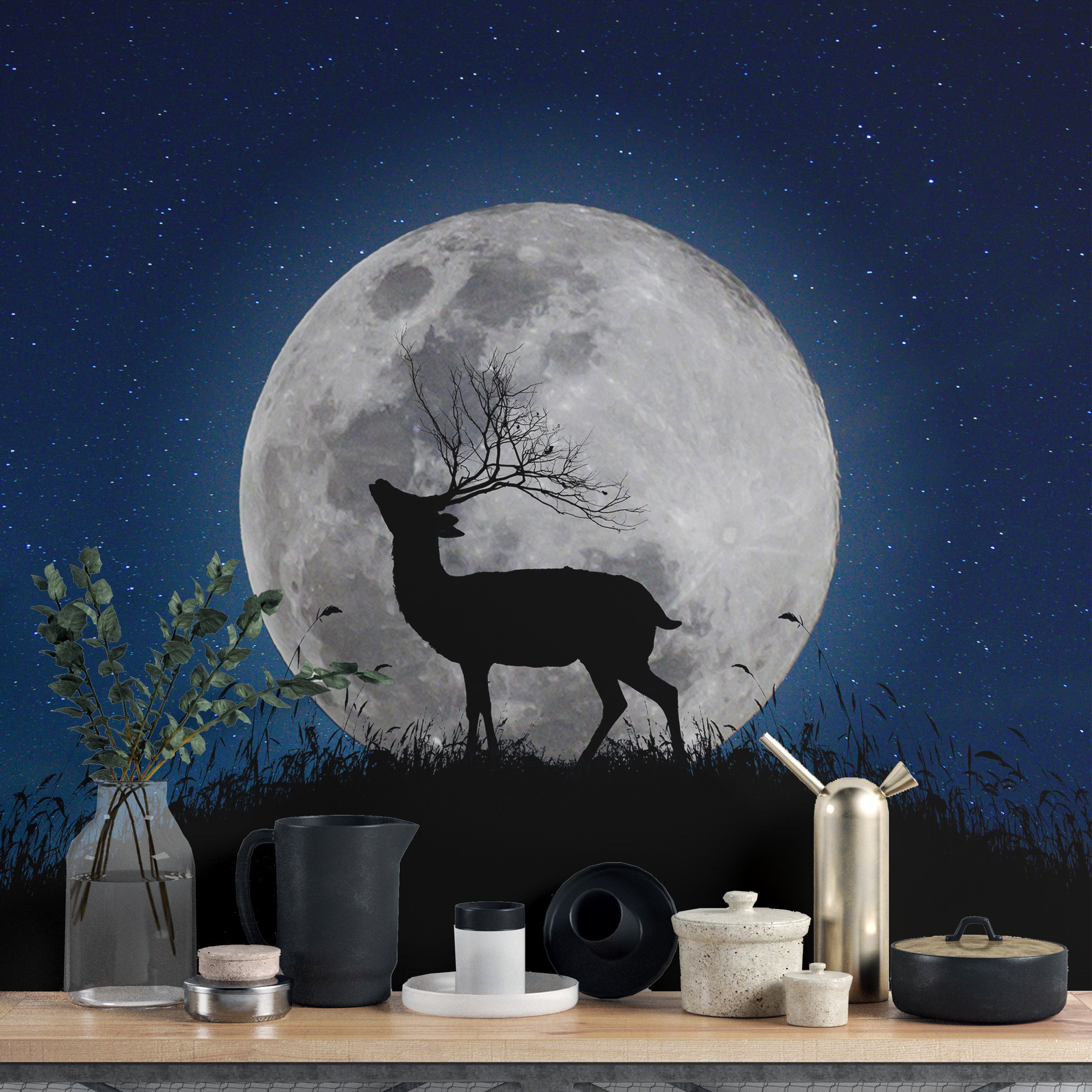 Skyward Stag Lunar Watcher Halloween Night mural