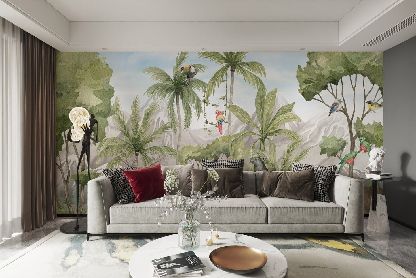 Exotic Creatures Landscape Art Mural removable wallpaper