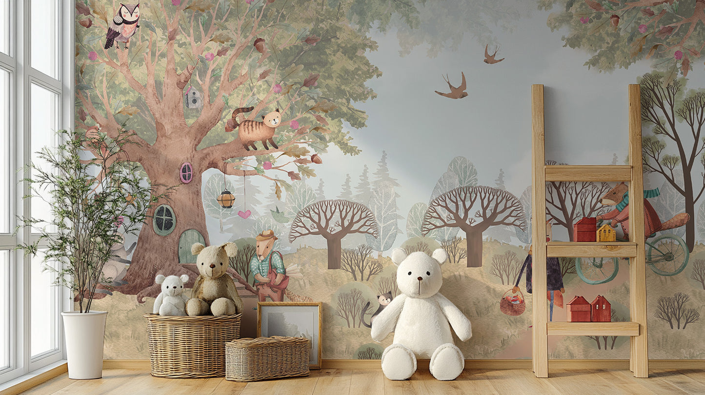 Dreamy fairy-tale wallpaper with countryside charm