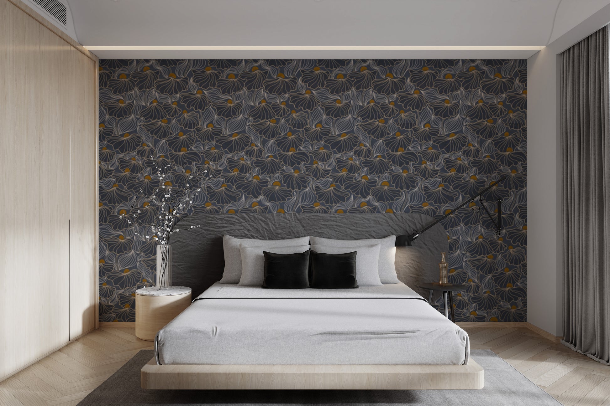 Flowing Meadow Night wallpaper for tranquil spaces