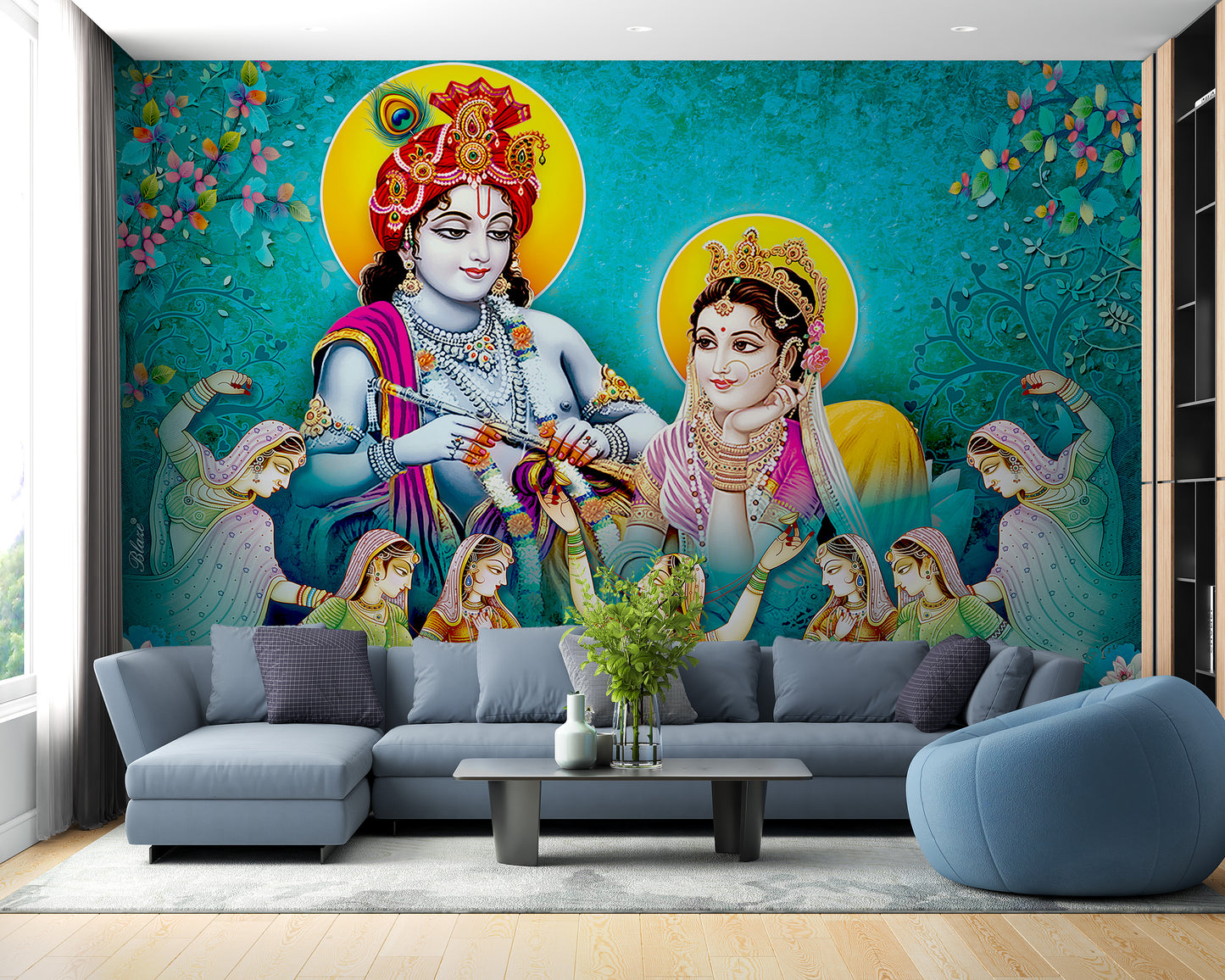 Divine Krishna wallpaper featuring Gopis
