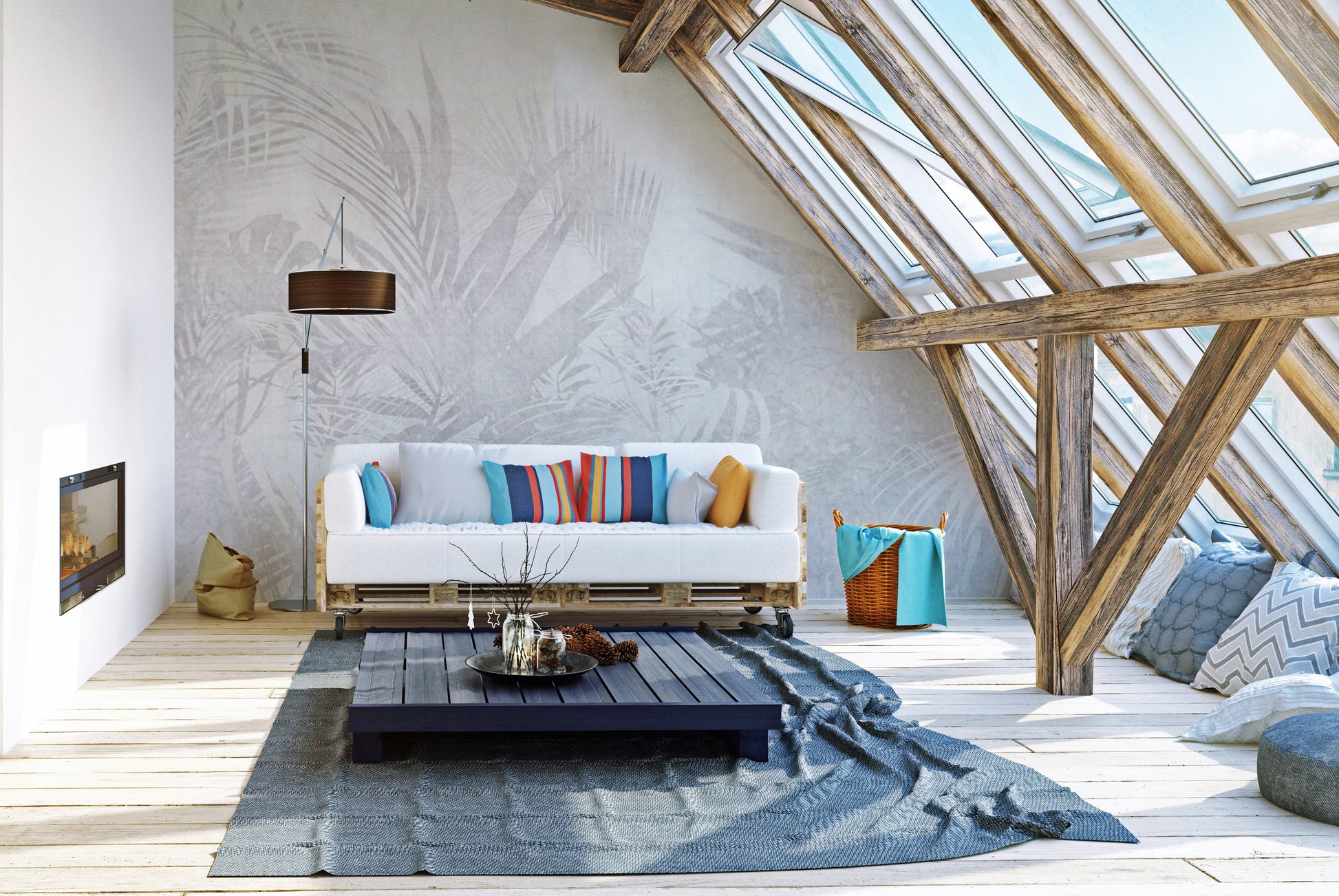 Stylish palm leaf mural for home décor
