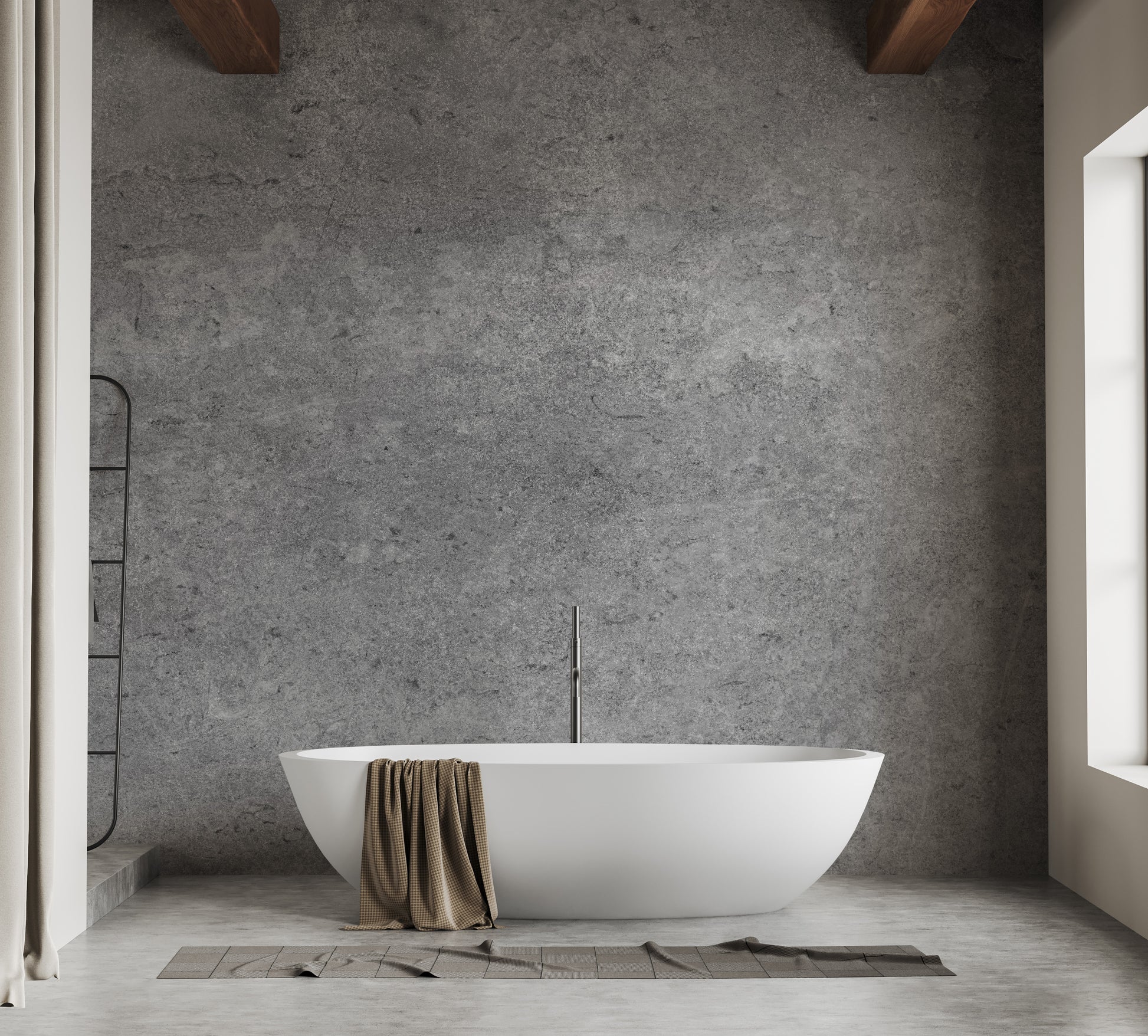 Polished gray cement tile mural wallpaper
