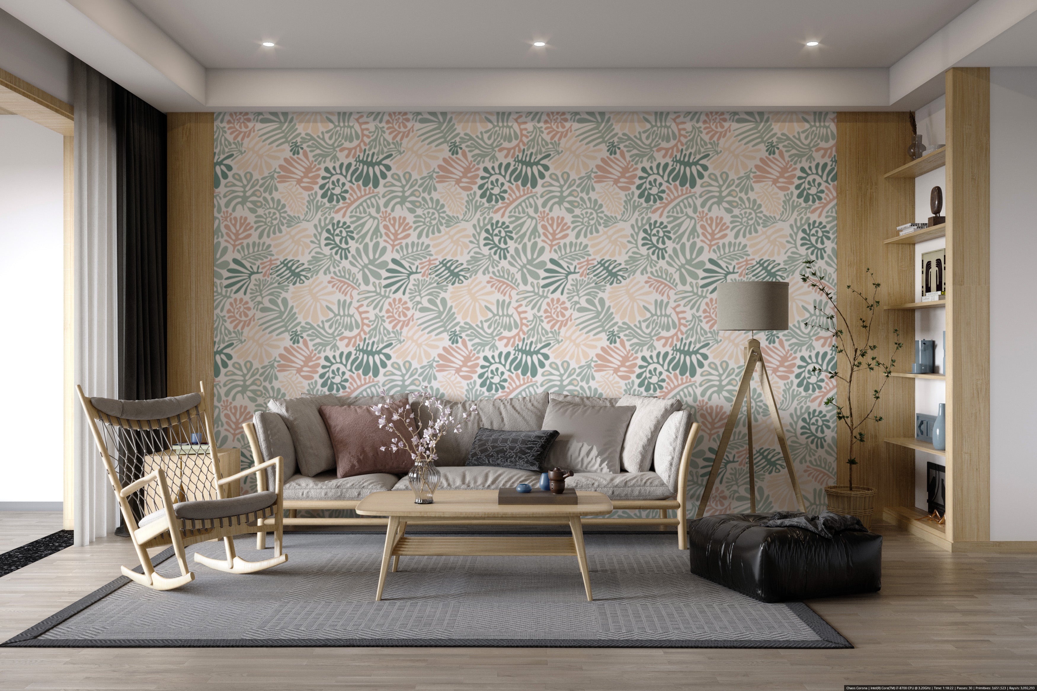 Stylish botanical wallpaper for modern interiors