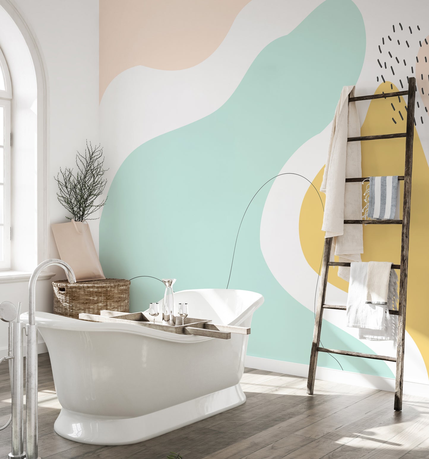 Beautiful Pastel Color Shapes Wallpaper Mural