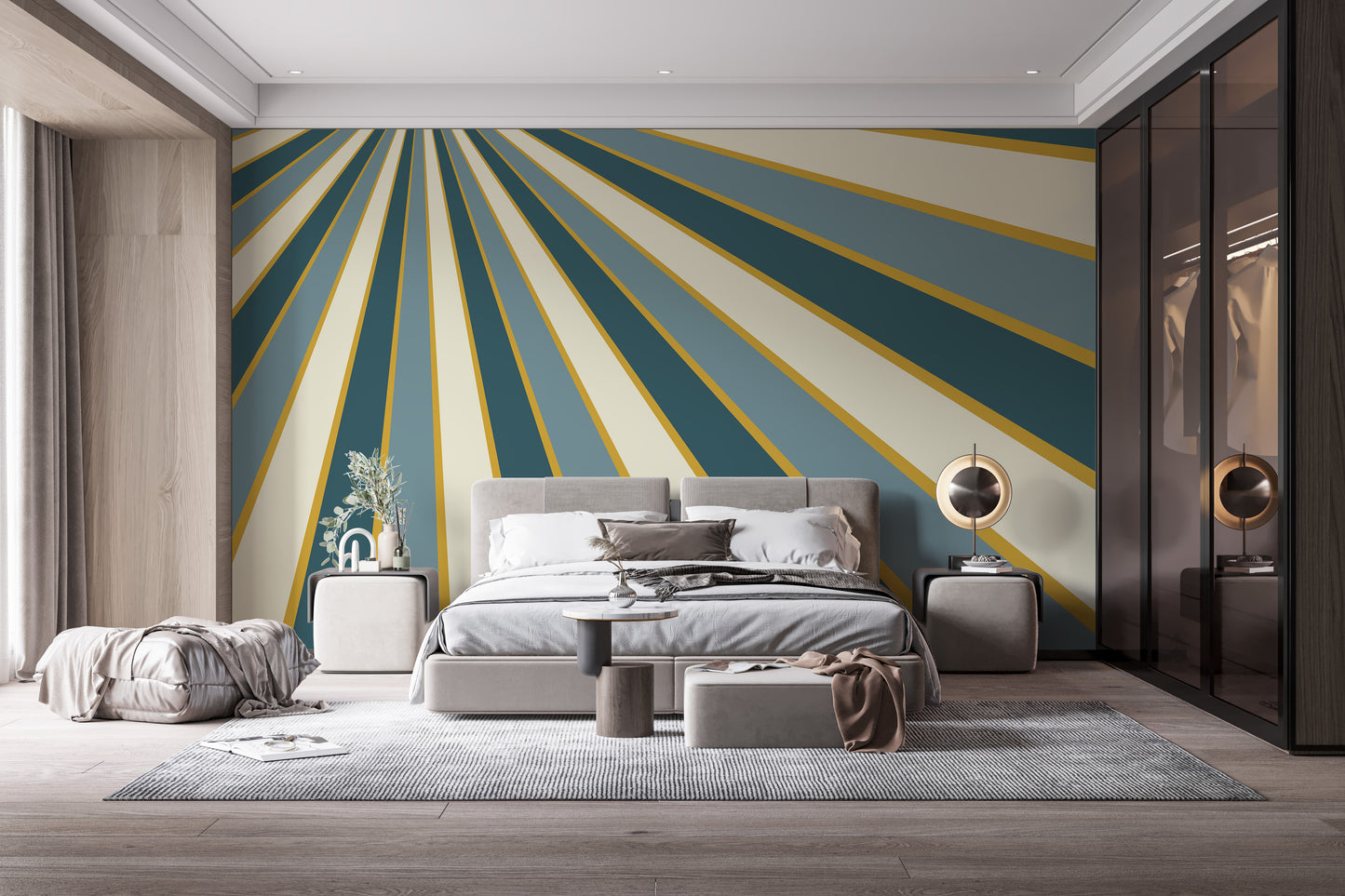 Vibrant striped line mural wallpaper