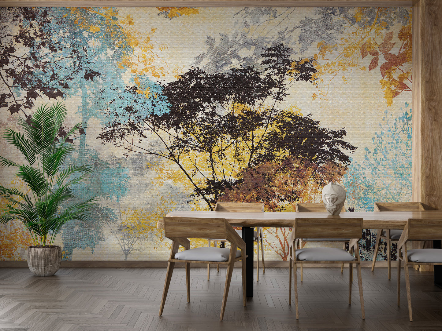 Colorful Abstract Tree Canvas Touch Wallpaper Mural - Giffywalls