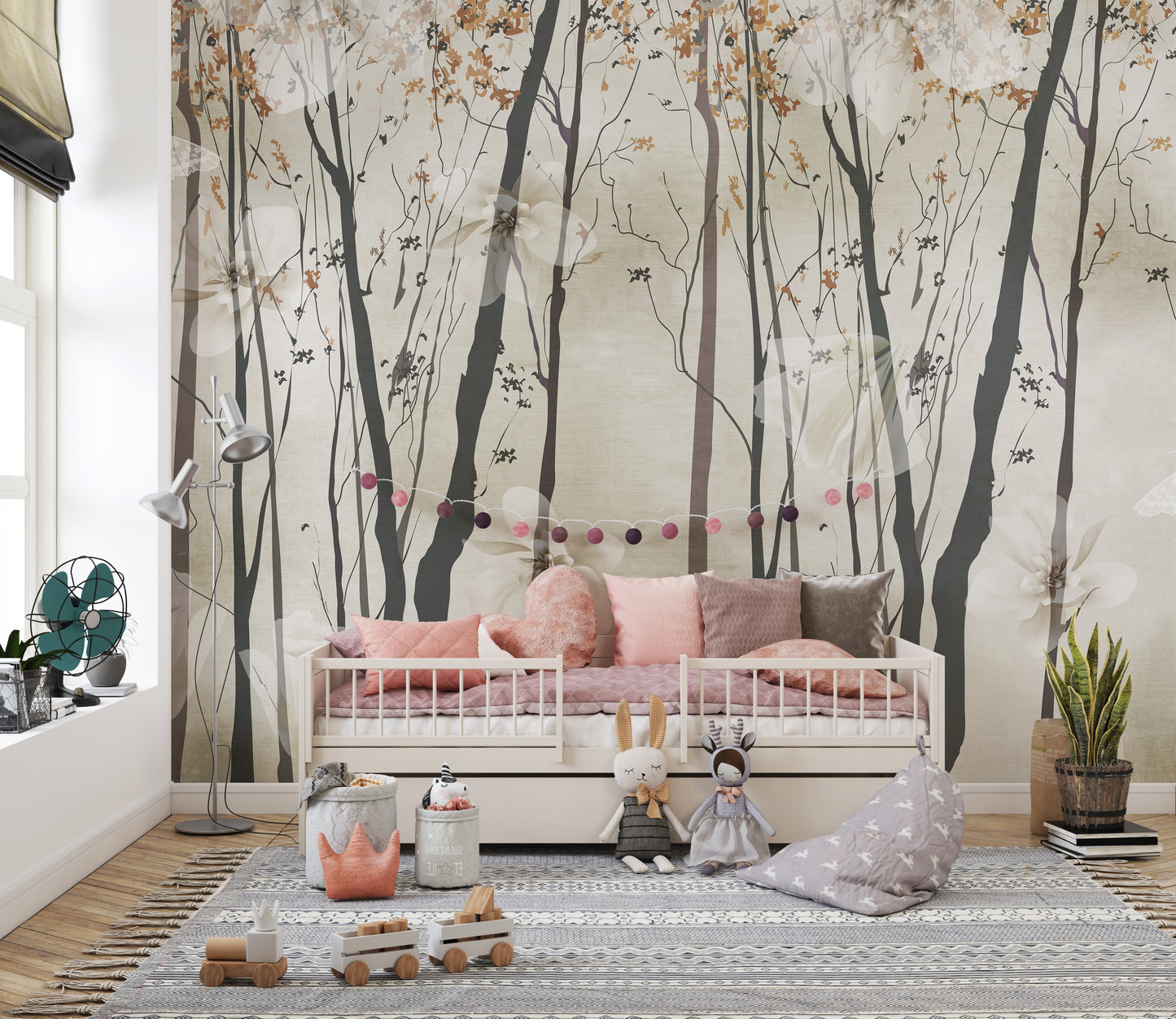 Serene Beige Woods Wallpaper Mural - Giffywalls