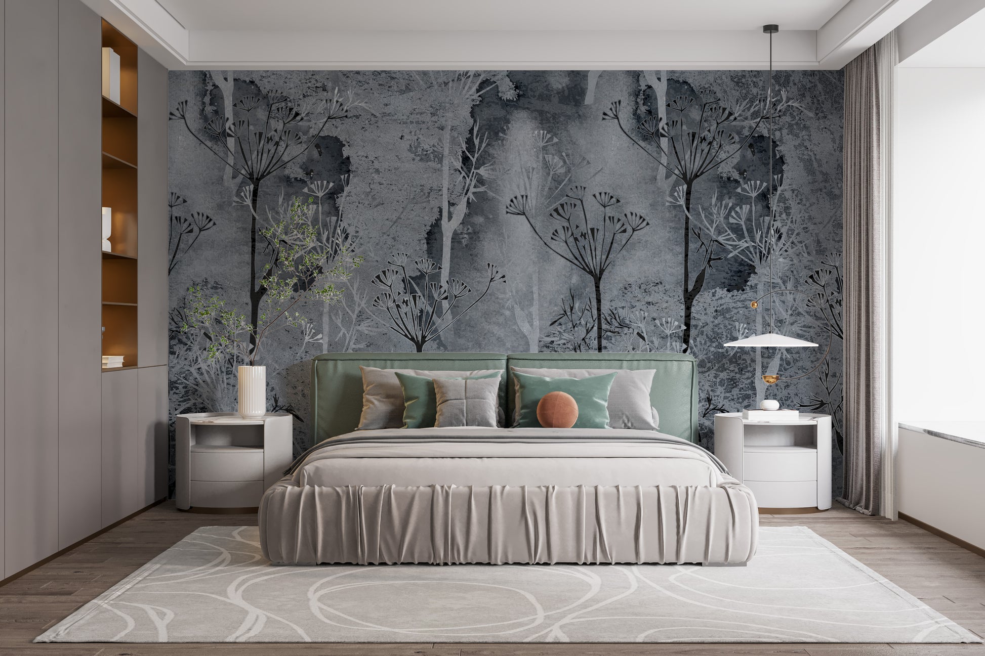 Grunge-inspired tropical tree wall mural
