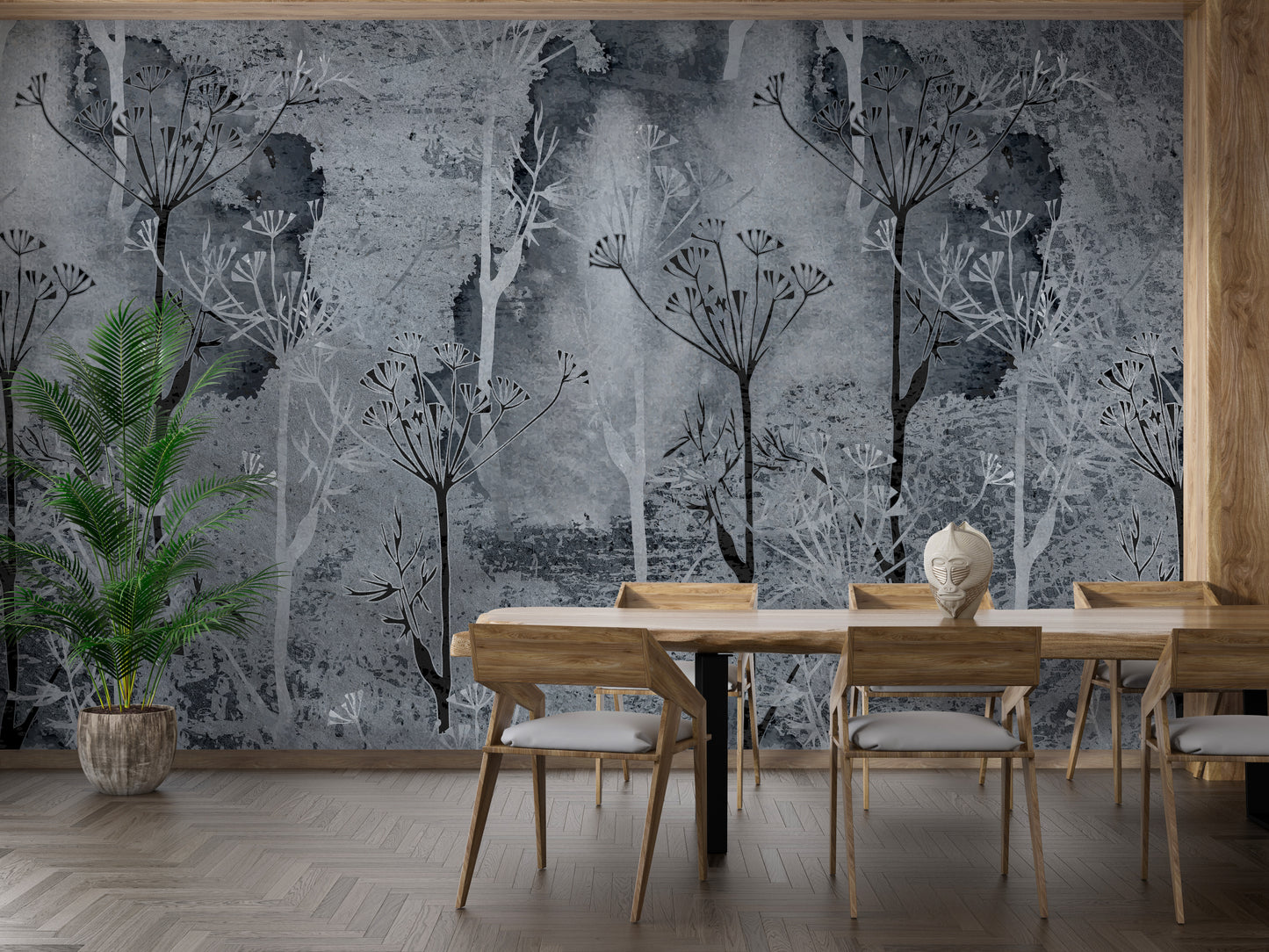 Grey Grunge Tropicano Tree Wallpaper