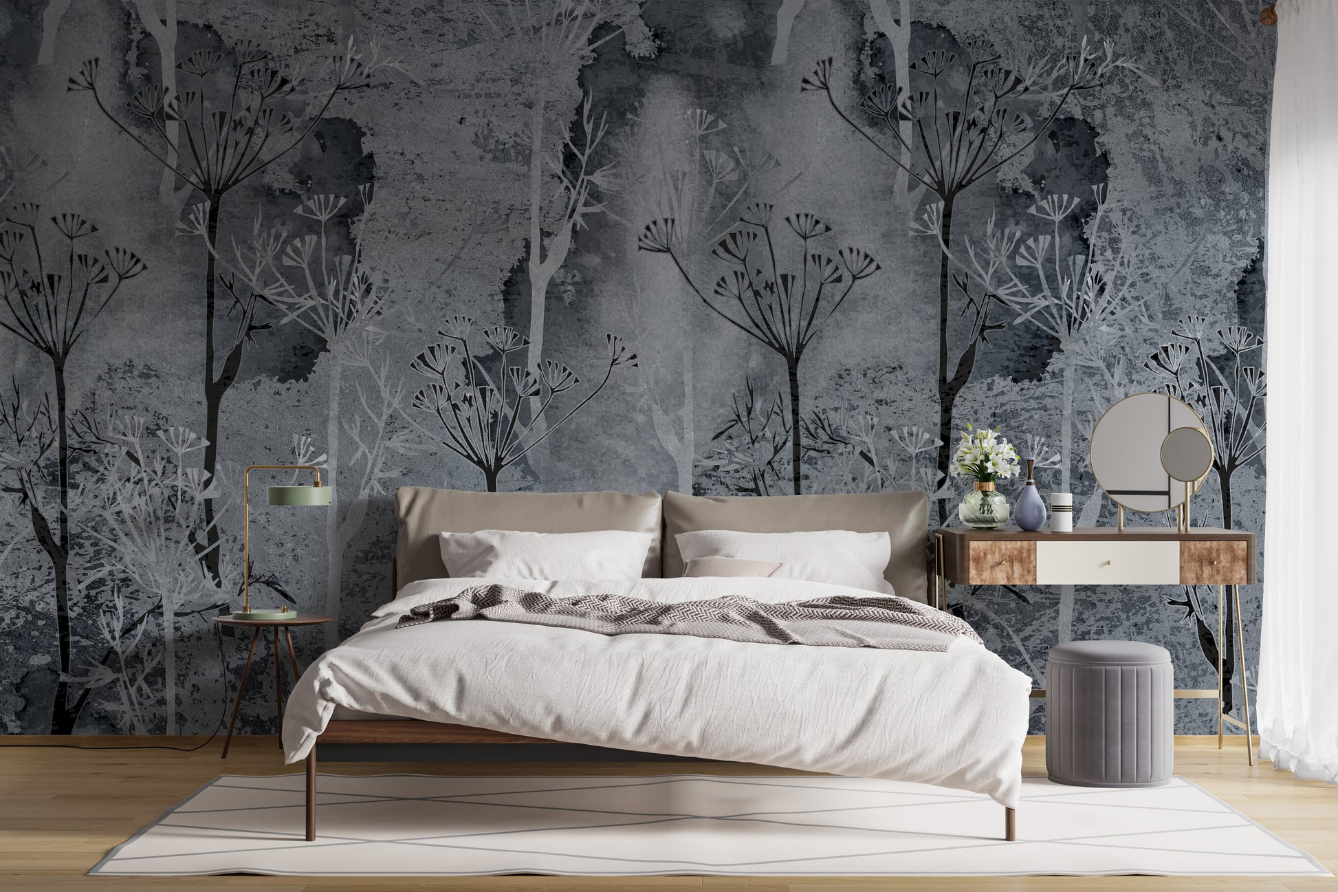 Grey Tropicano wallpaper with rustic charm
