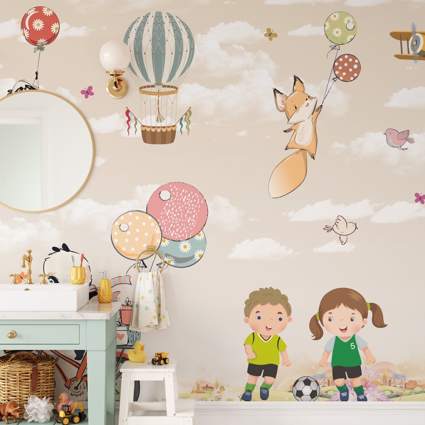 Happy Kids in Garden Wallpaper Mural