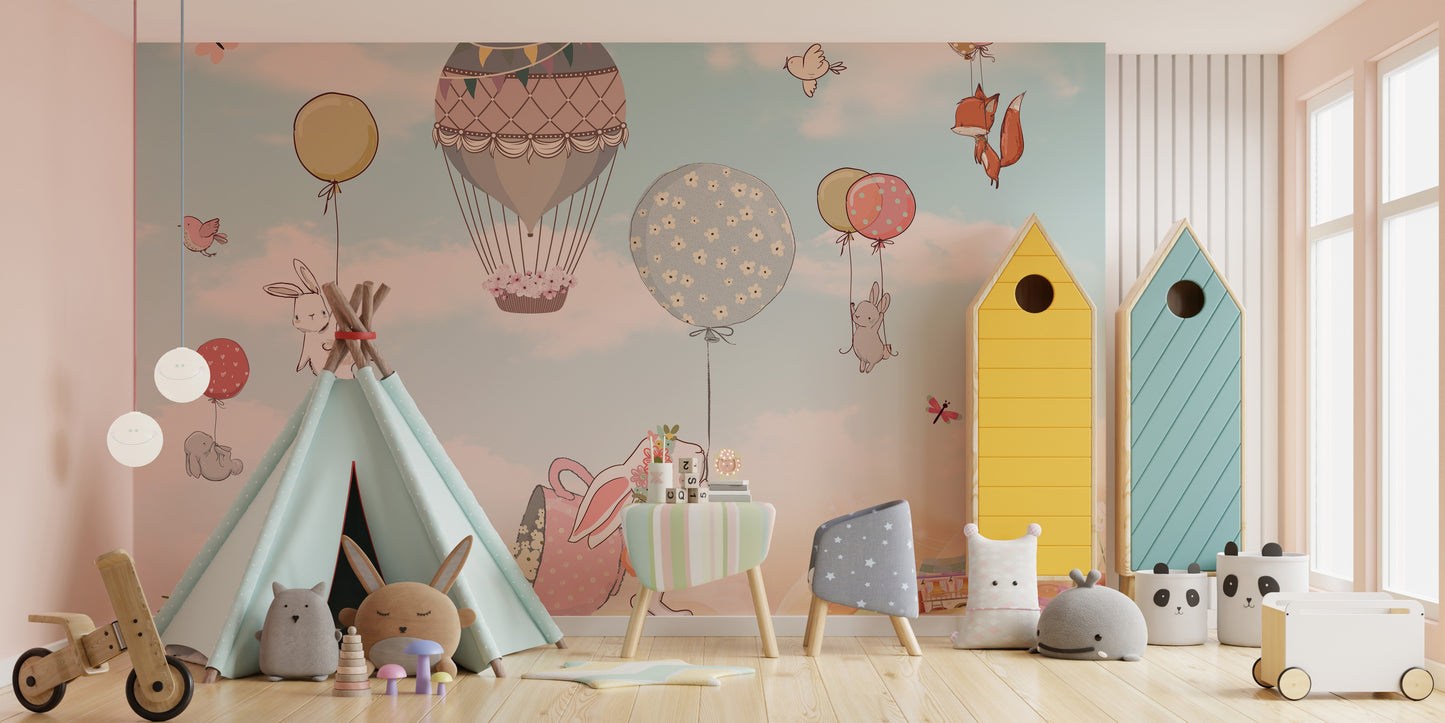 Whimsical cartoon wallpaper for children