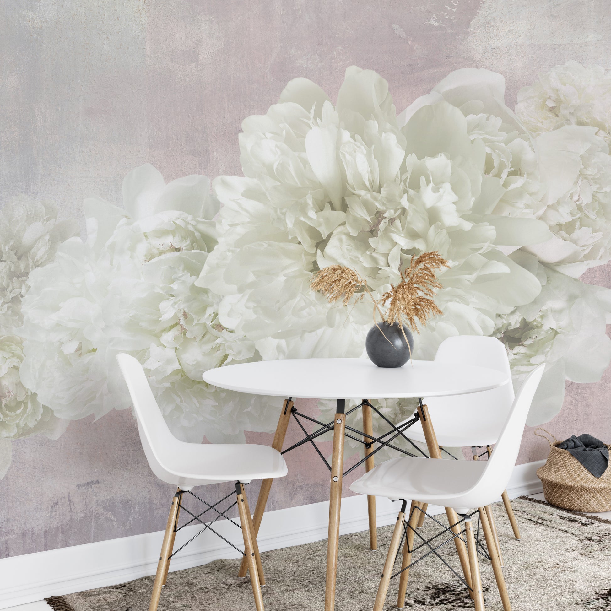 Beautiful peonies wallpaper in pink shades
