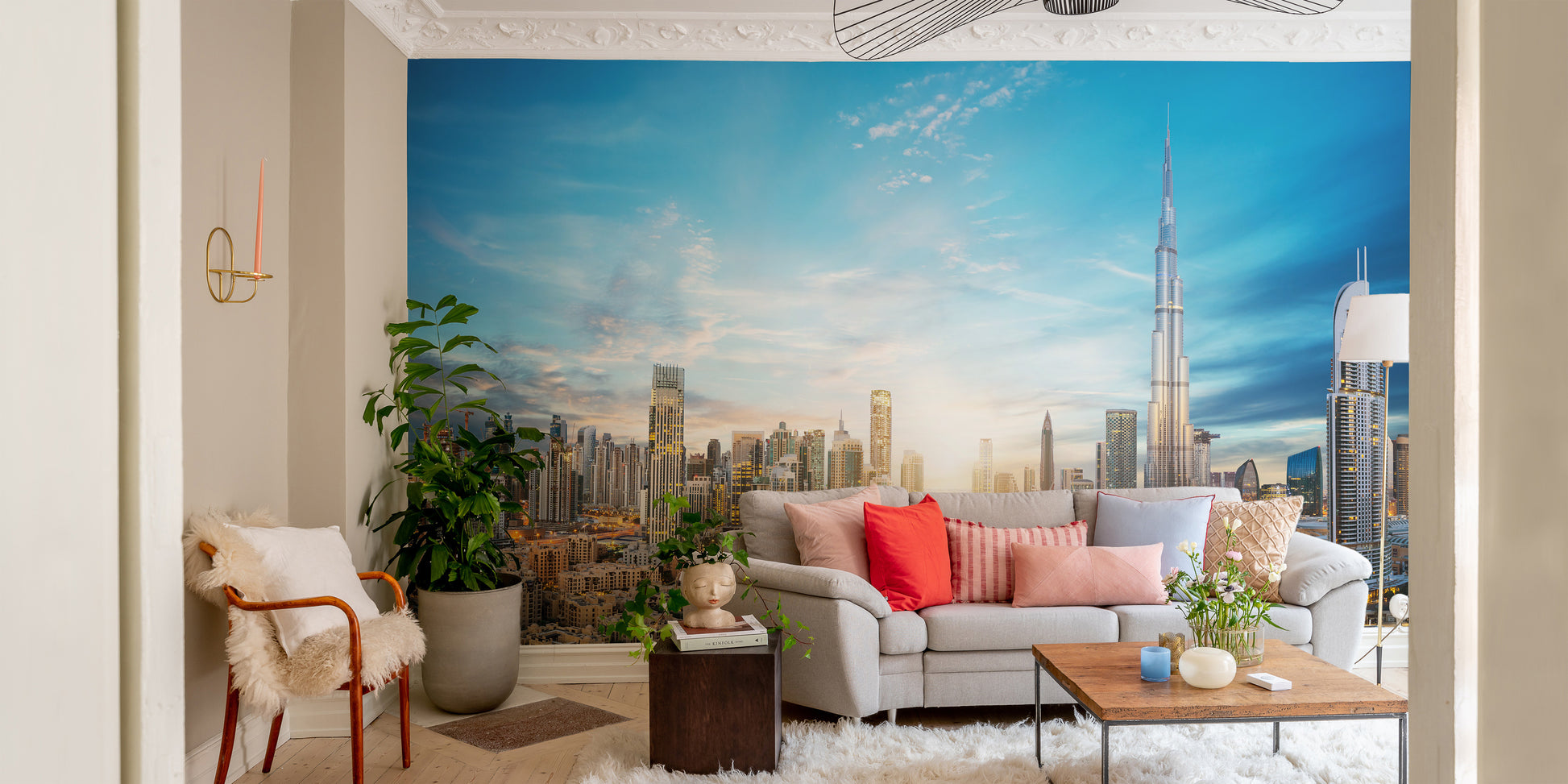 Dubai cityscape panoramic mural for walls