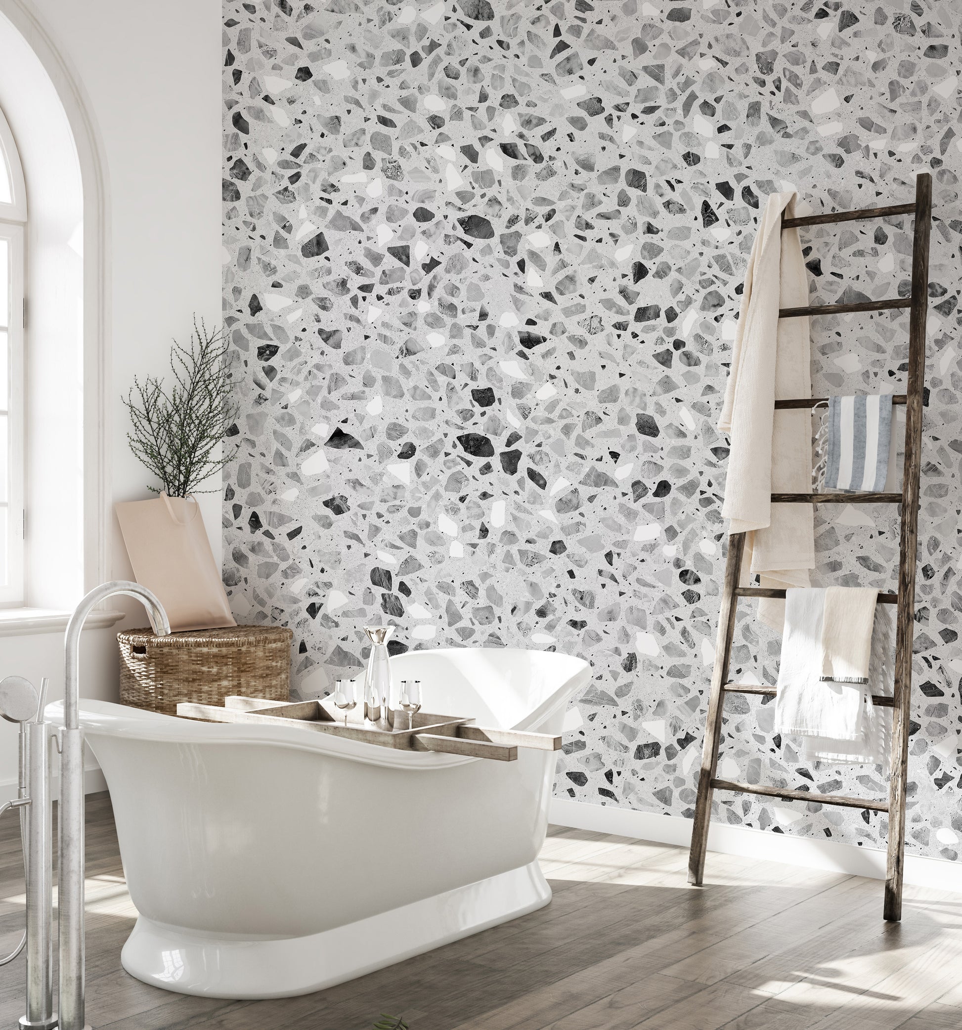 Modern gray terrazzo stone wallpaper for walls