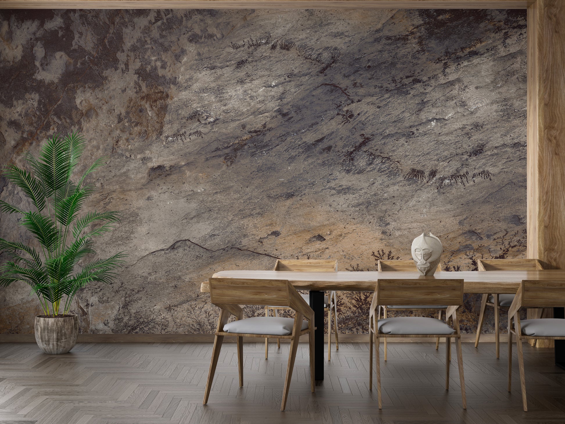 Brown Matured Stone Textured Wallpaper Mural