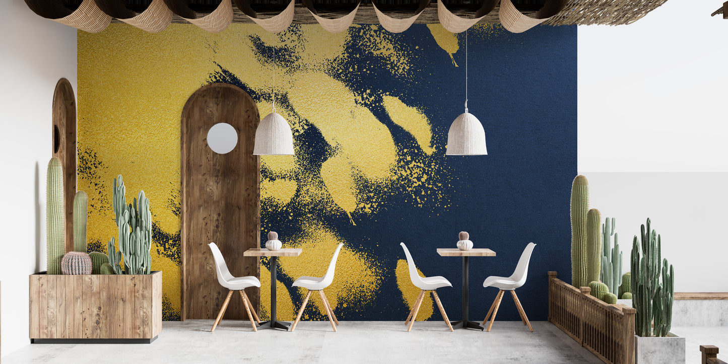 Golden Colour Brush Strokes Wallpaper Mural