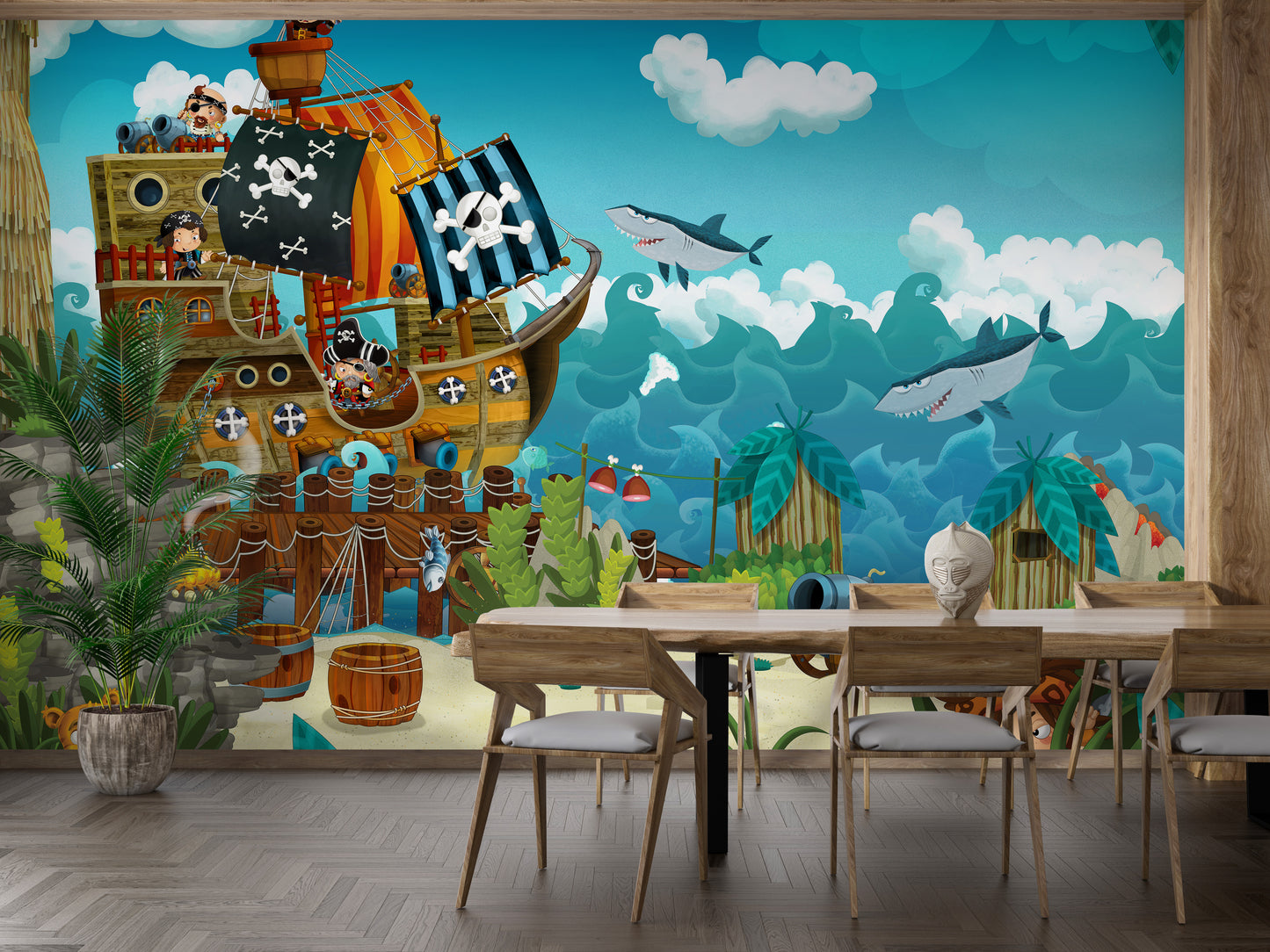 Pirates On The Sea Kids Wallpaper Mural - Giffywalls