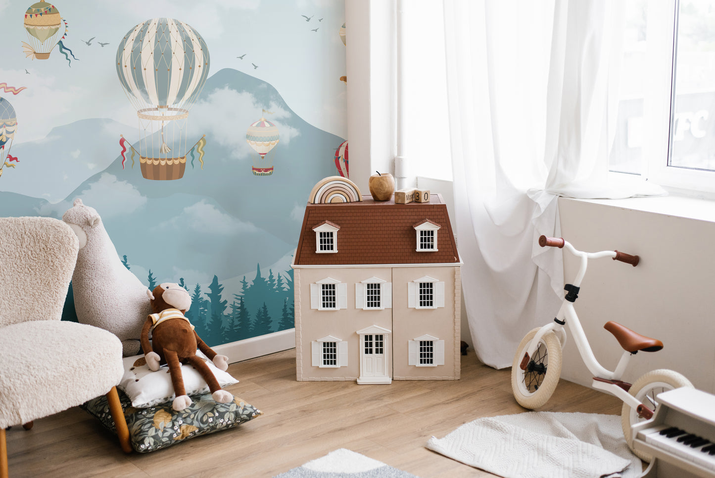 Jolly Hot Air Balloons Kids Room Wallpaper Mural