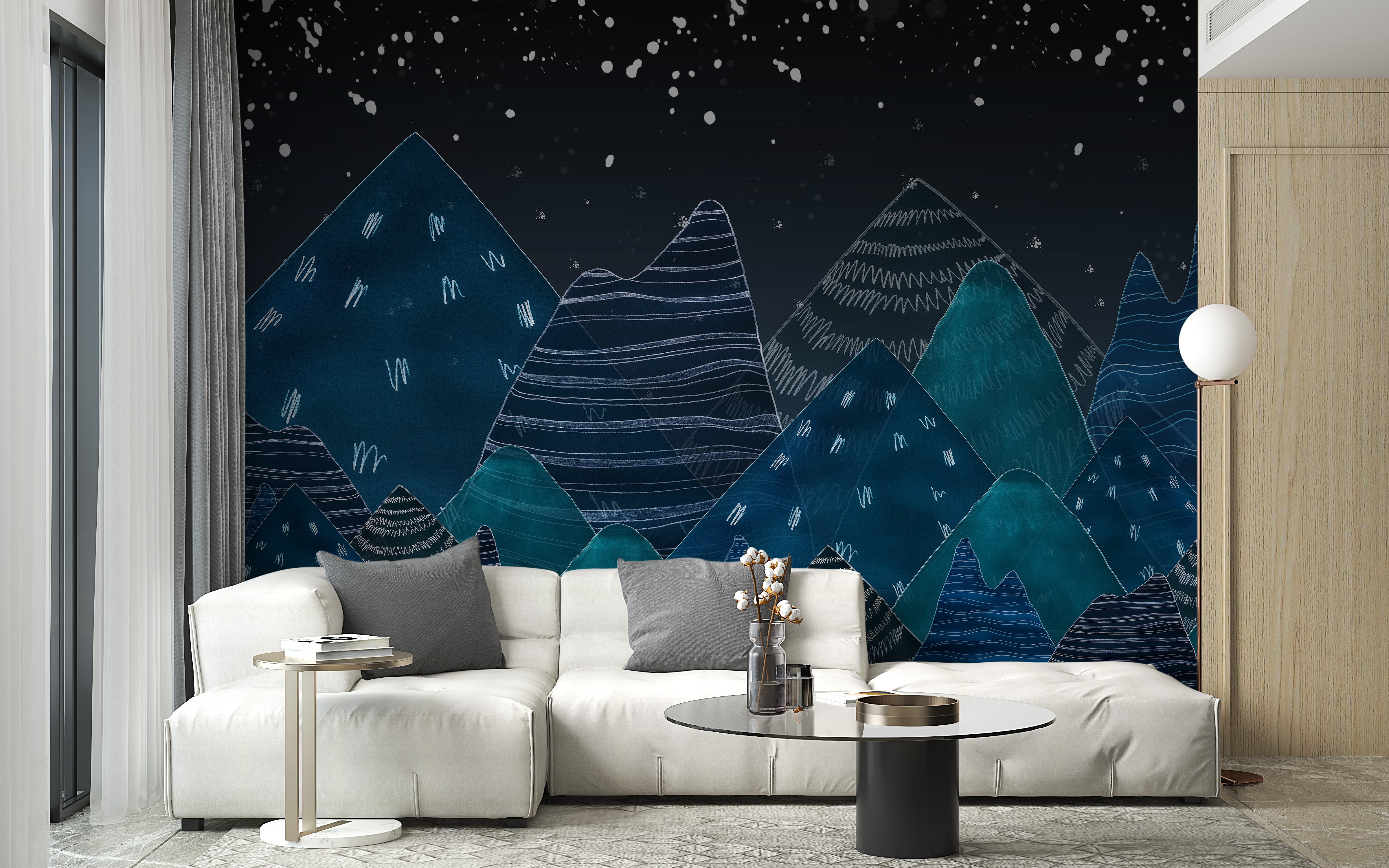 Deep Night Lofty Hills Landscape Kids Wall Mural - Giffywalls