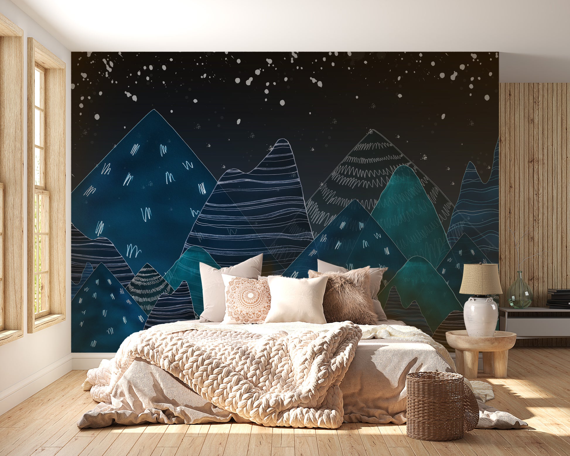 Deep Night Lofty Hills Landscape Kids Wall Mural - Giffywalls