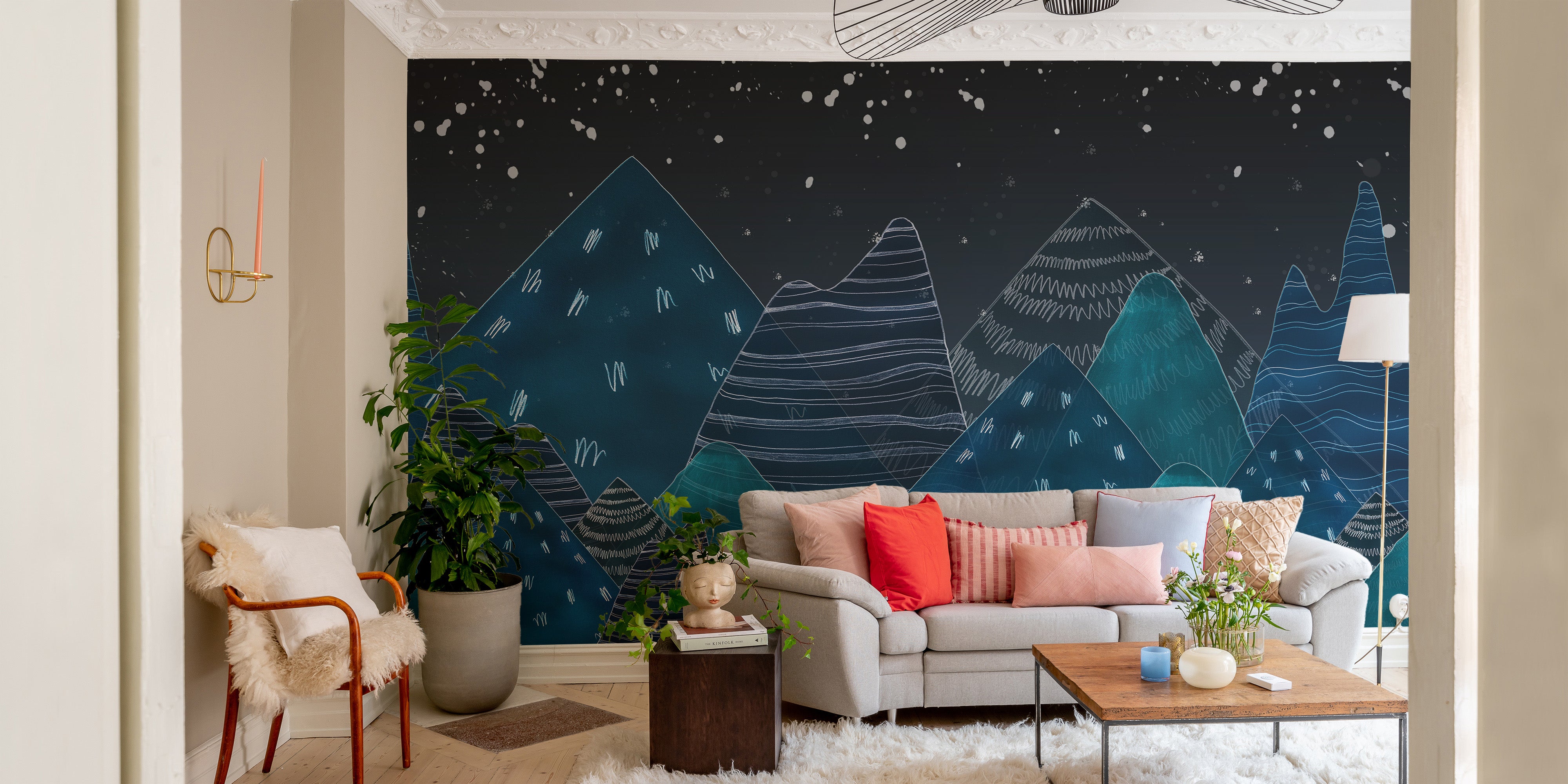 Deep Night Lofty Hills Landscape Kids Wall Mural - Giffywalls