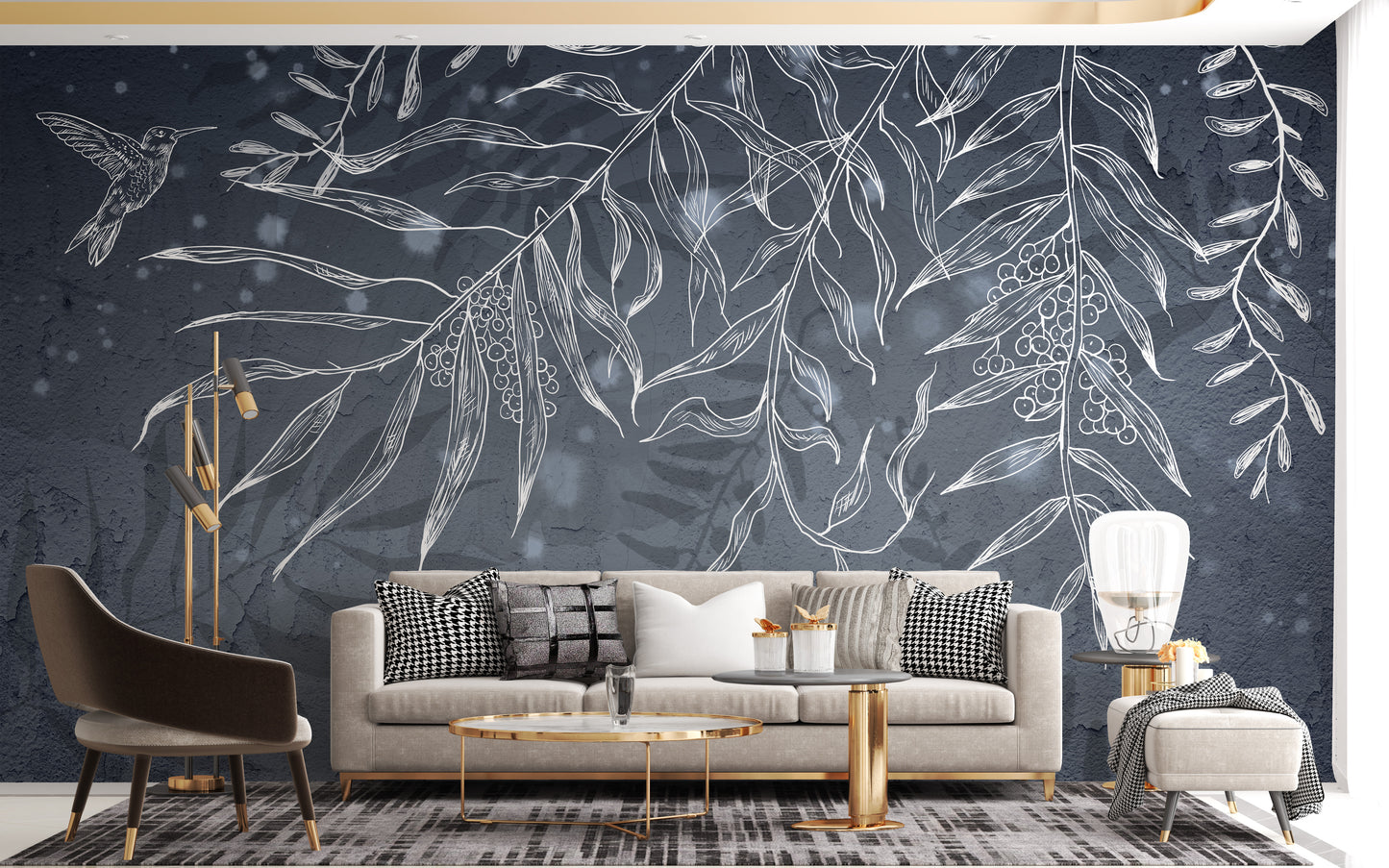 Dark Gray Hummingbird Leaves Shadow Wallpaper - Giffywalls