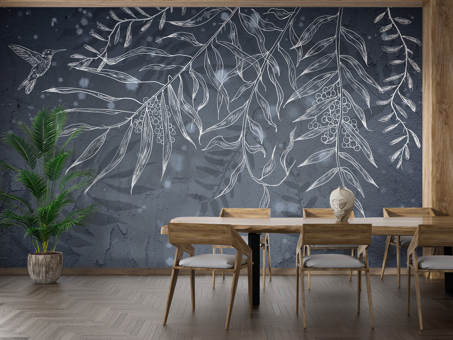 Dark Gray Hummingbird Leaves Shadow Wallpaper - Giffywalls