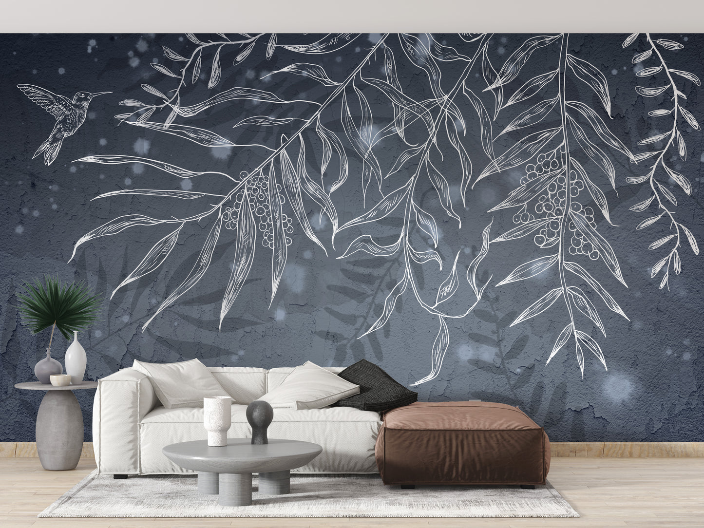 Dark Gray Hummingbird Leaves Shadow Wallpaper - Giffywalls