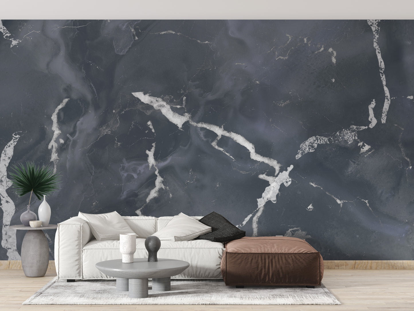 Midnight Gray Terrazzo Marble Effect Wallpaper Mural