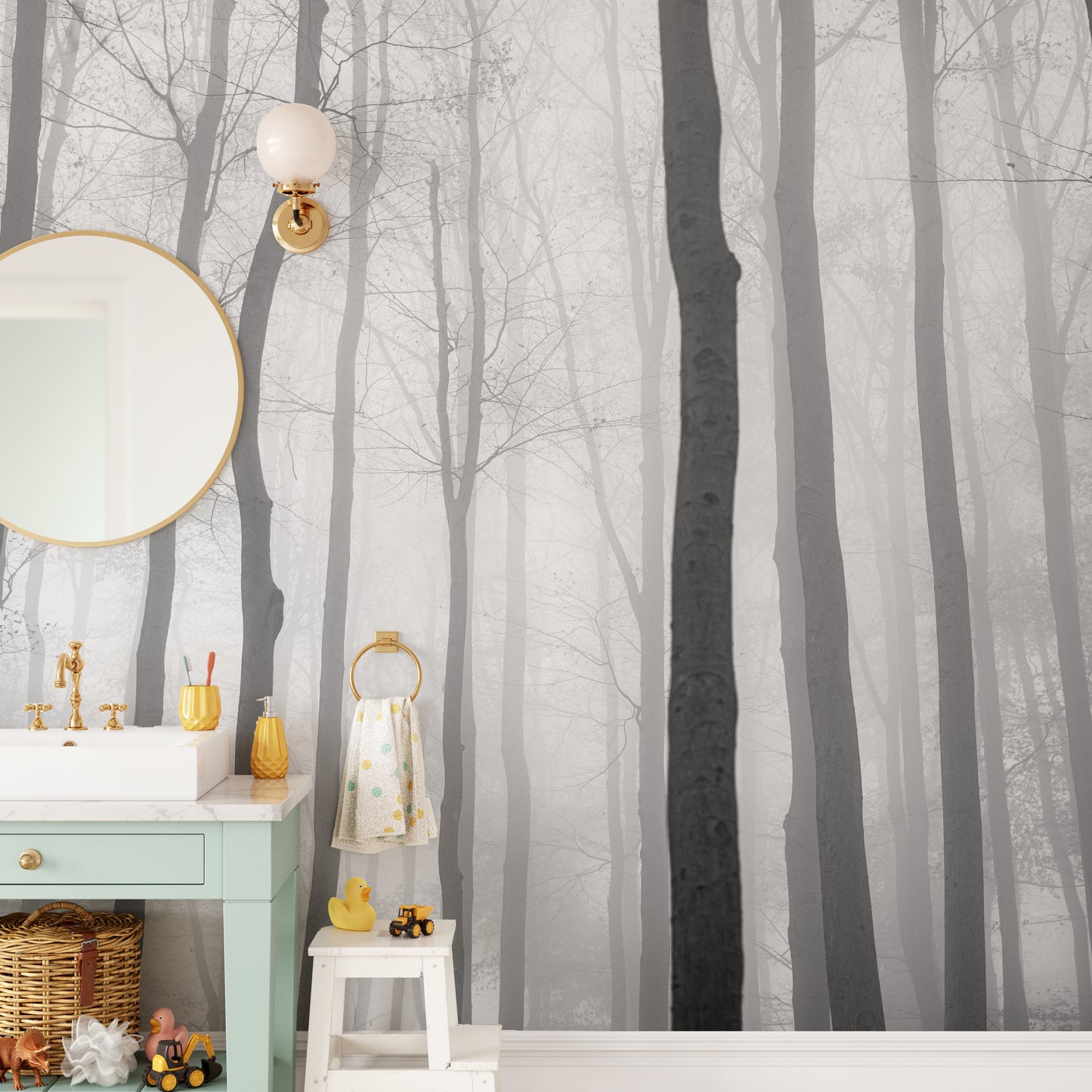 Foggy Day Halloween Jungle View Wallpaper Mural