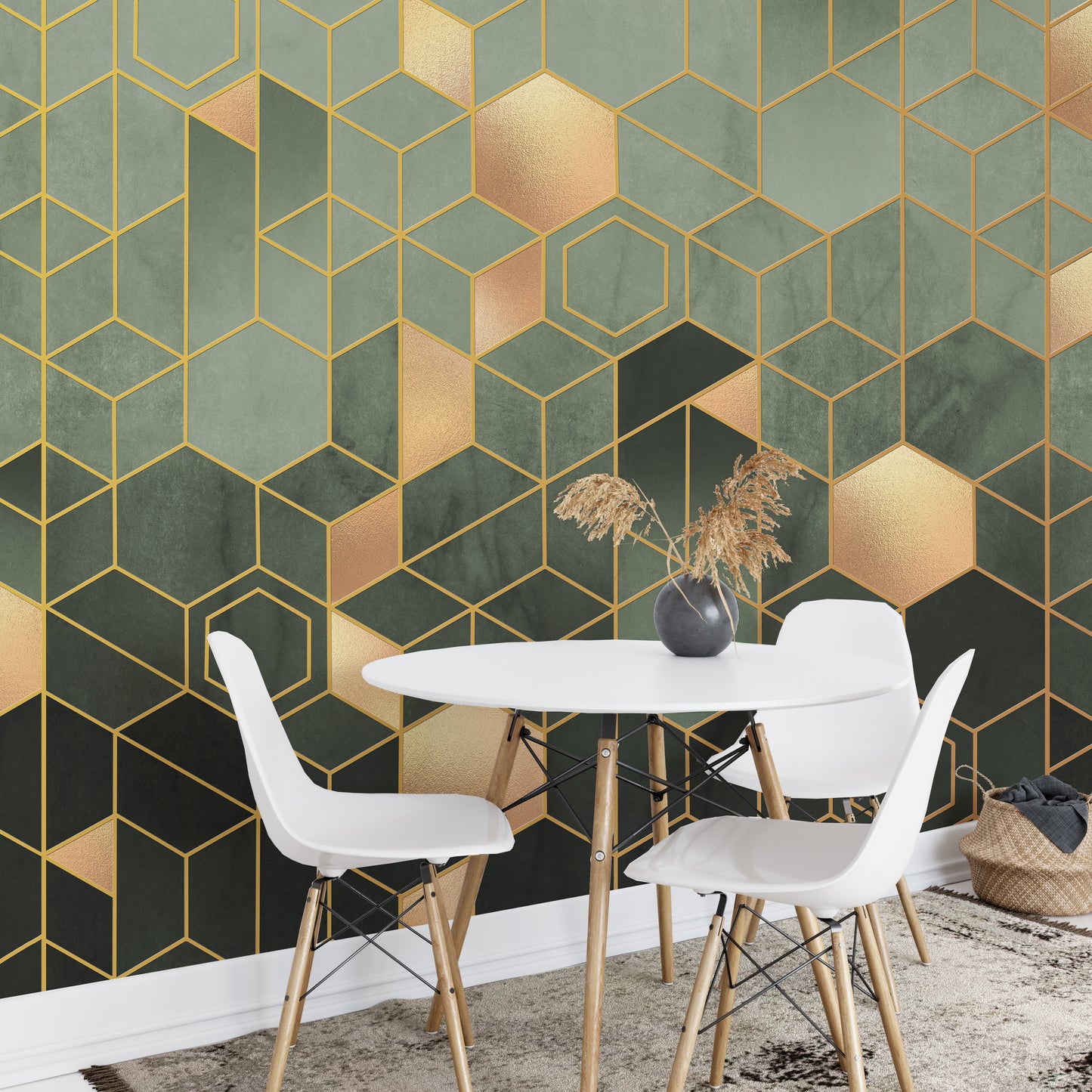 Green Geometric hexagonal Wallpaper Mural