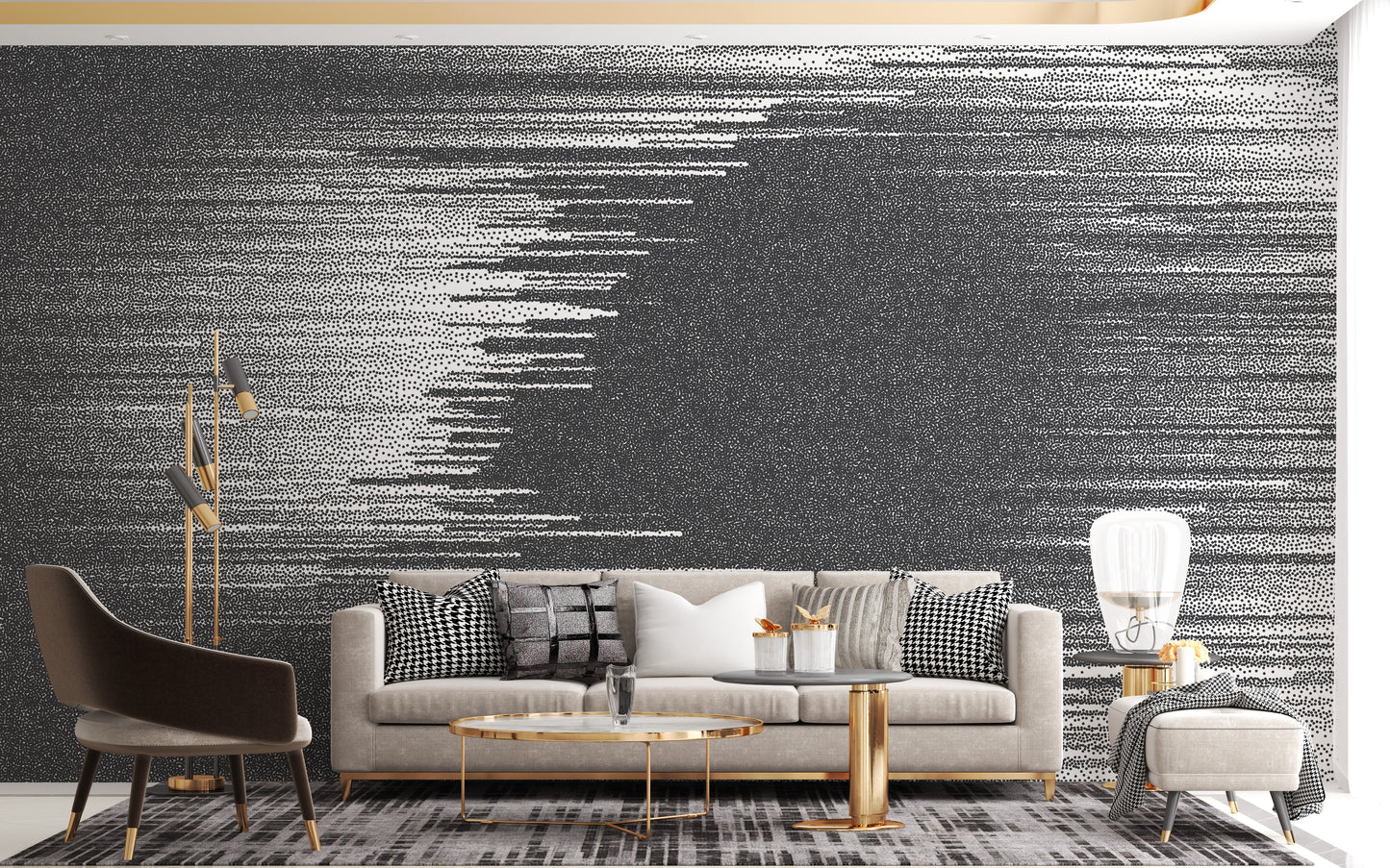 Black and White Glitch Abstract Wall Art Wall Mural